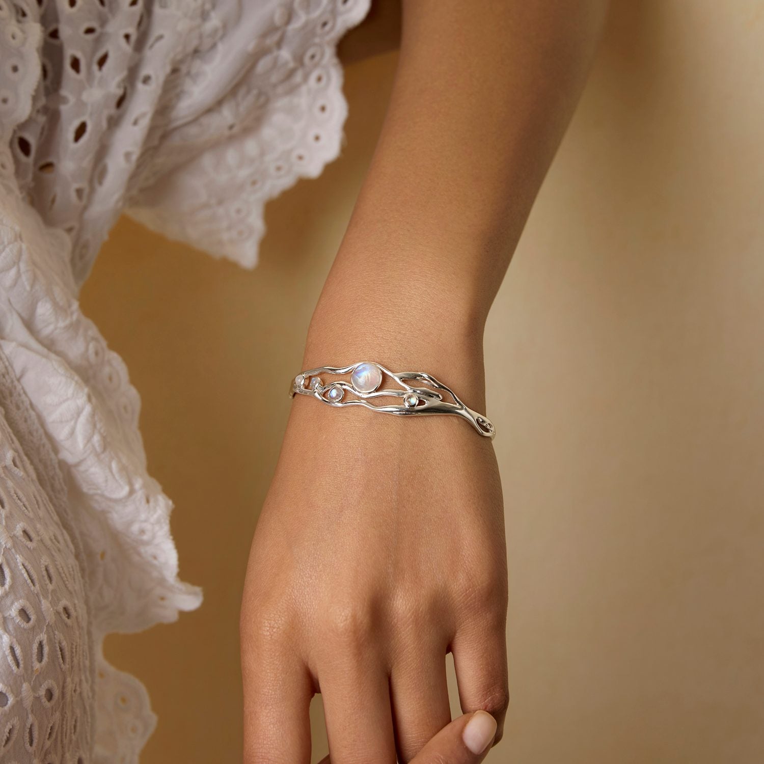 Sterling Silver Moonstone Bangle