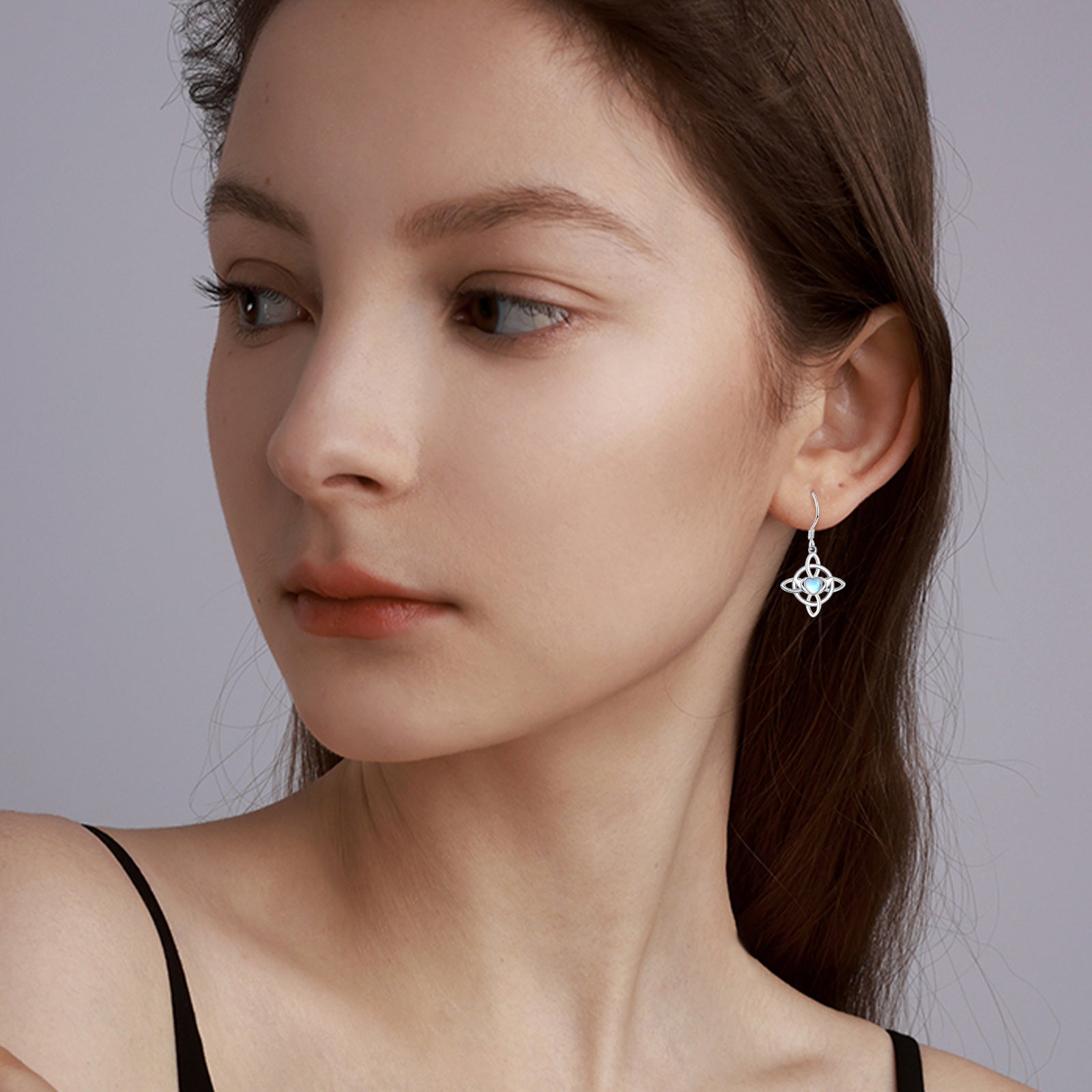 Sterling Silver Moonstone Celtic Knot Drop Earrings