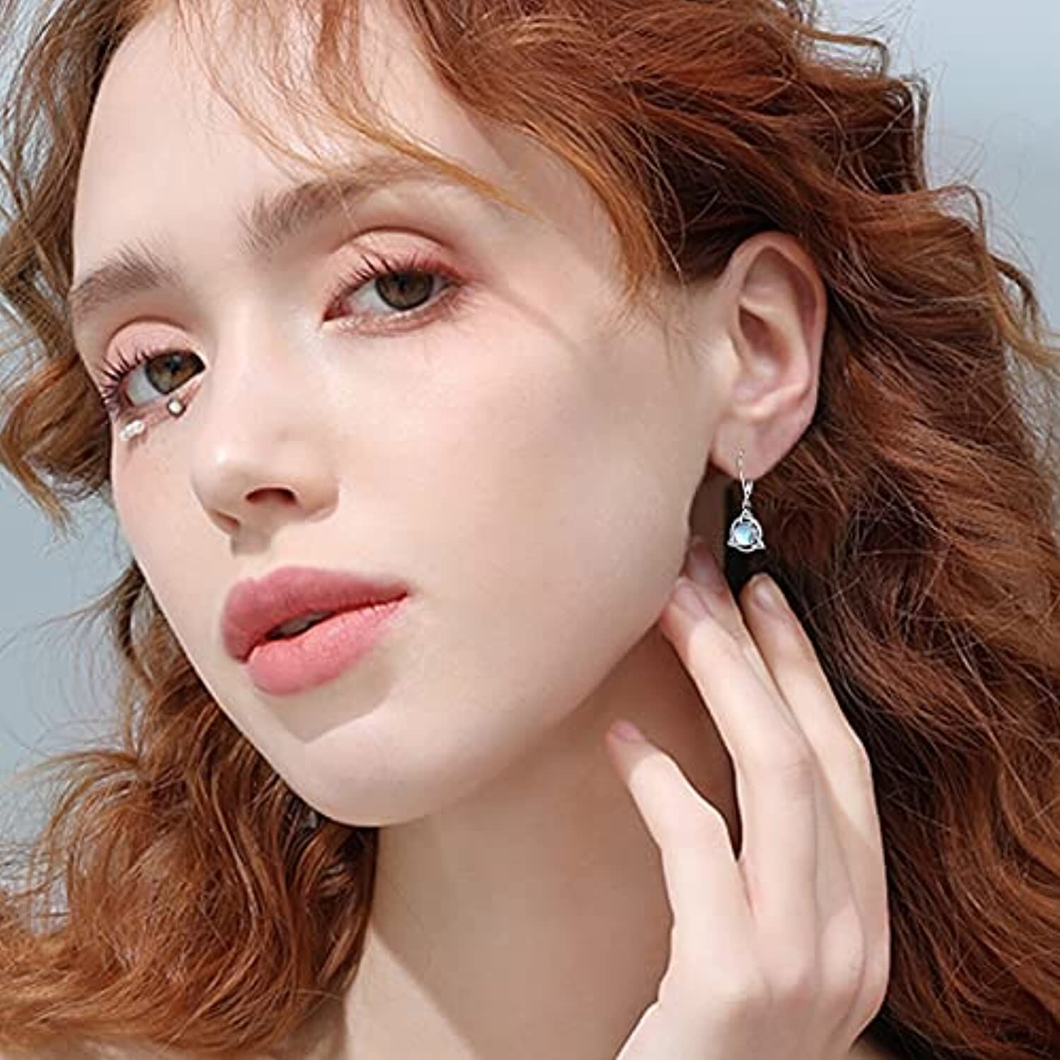 Sterling Silver Moonstone Celtic Knot Lever-back Earrings