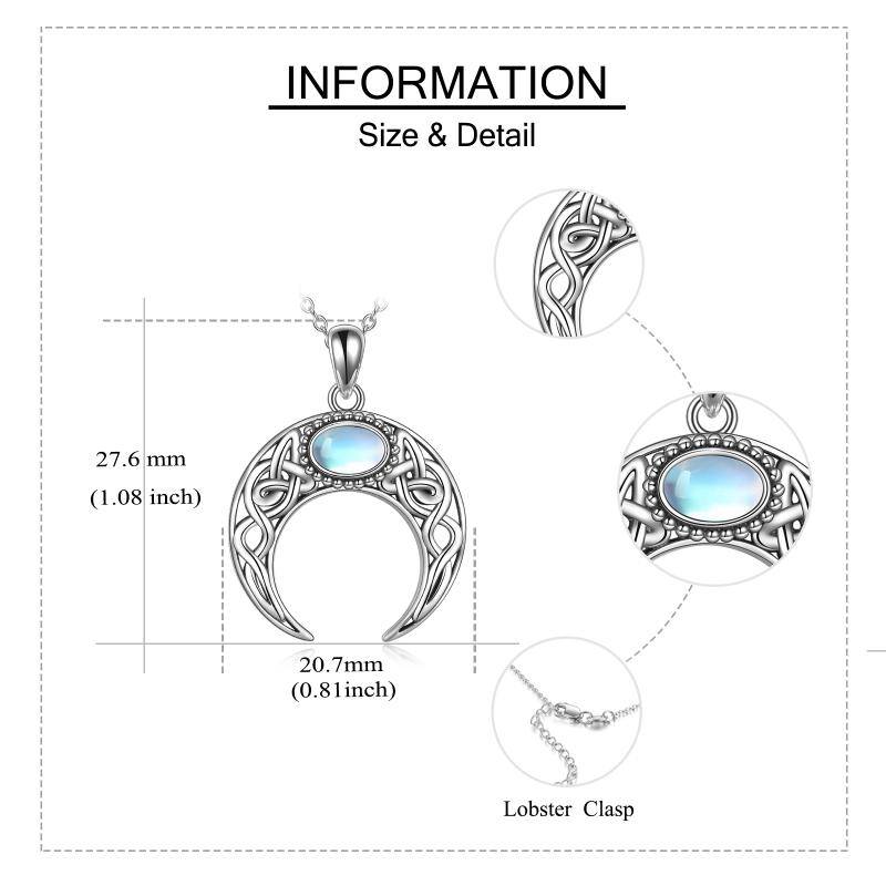 Sterling Silver Moonstone Celtic Knot & Moon Pendant Necklace