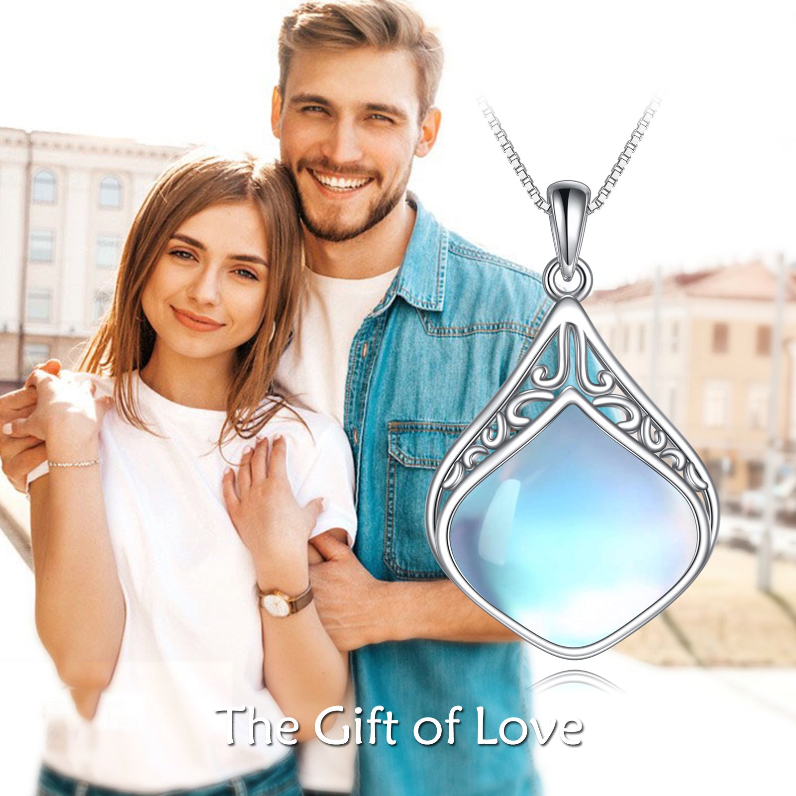 Sterling Silver Moonstone Celtic Knot Pendant Necklace