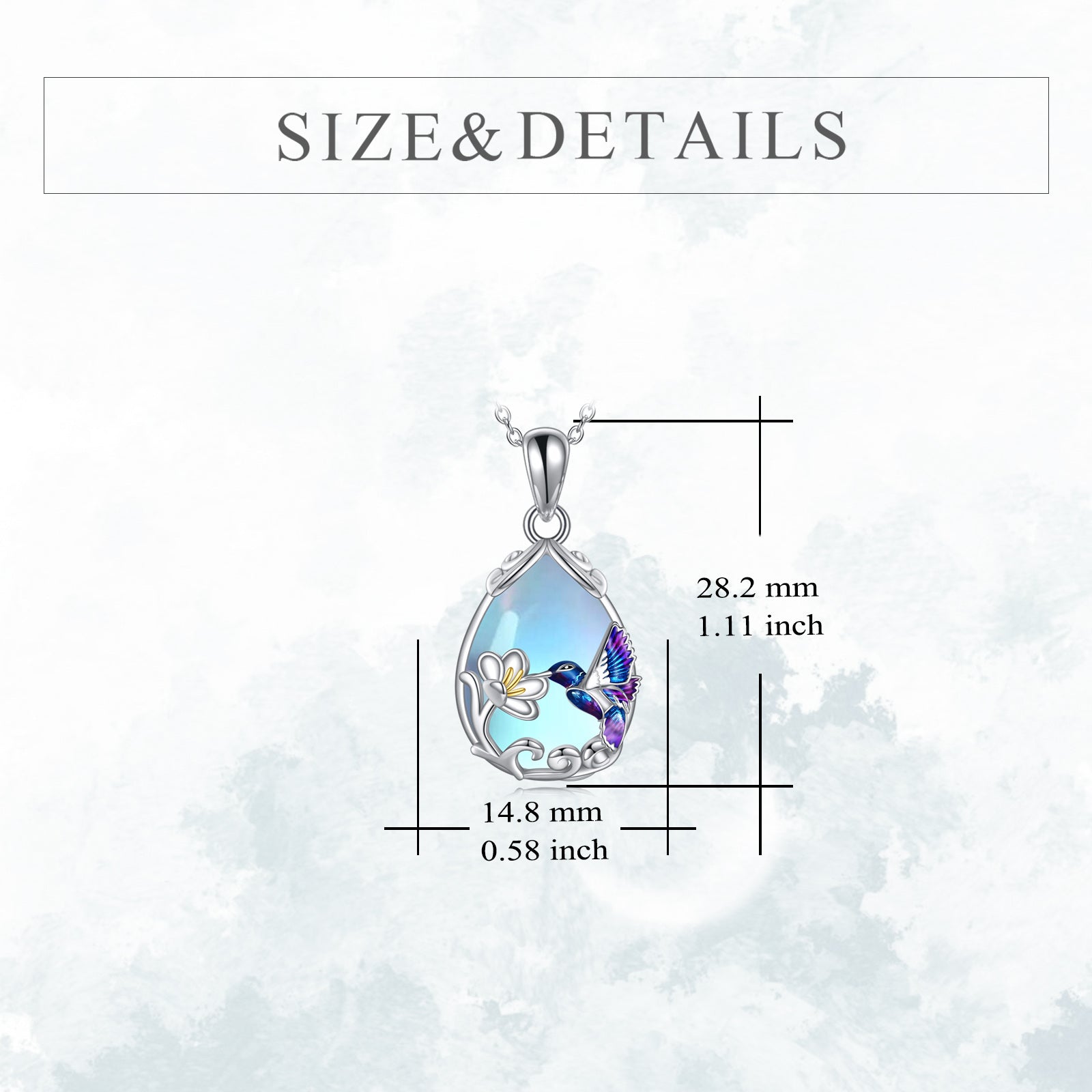 Sterling Silver Moonstone Hummingbird Pendant Necklace