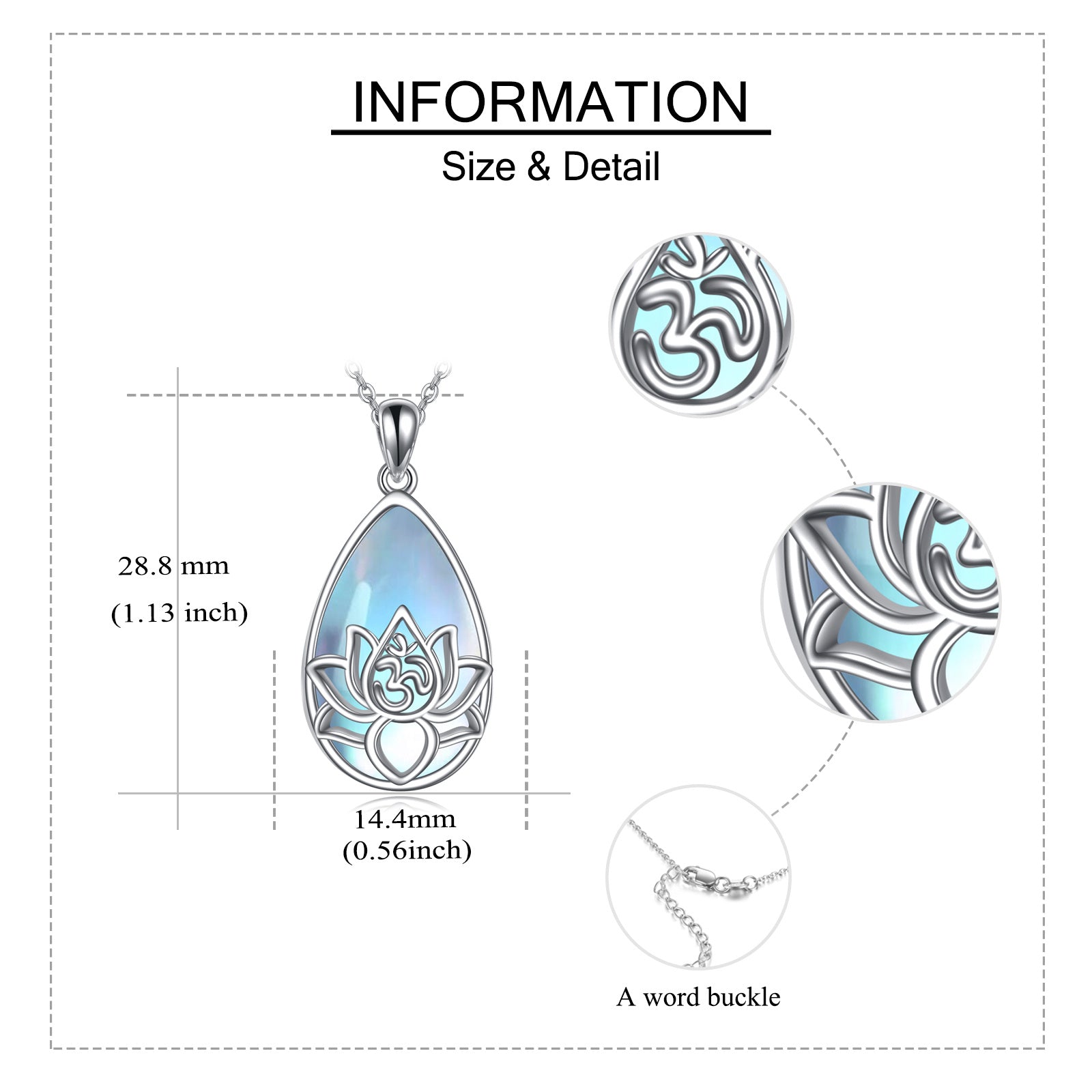 Sterling Silver Moonstone Lotus Drop Pendant Necklace For Women