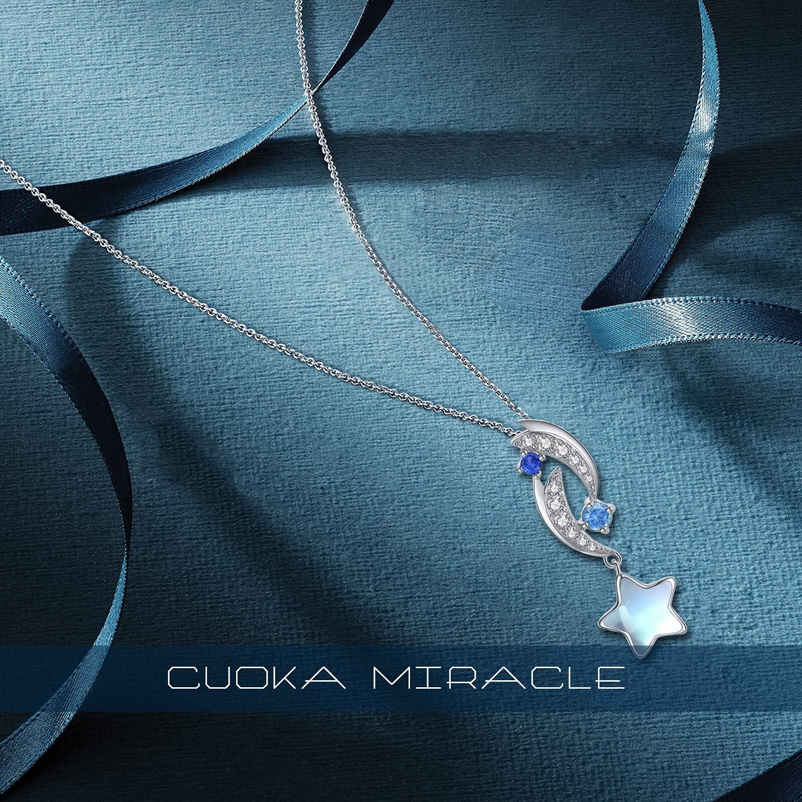 Sterling Silver Moonstone Moon Pendant Necklace