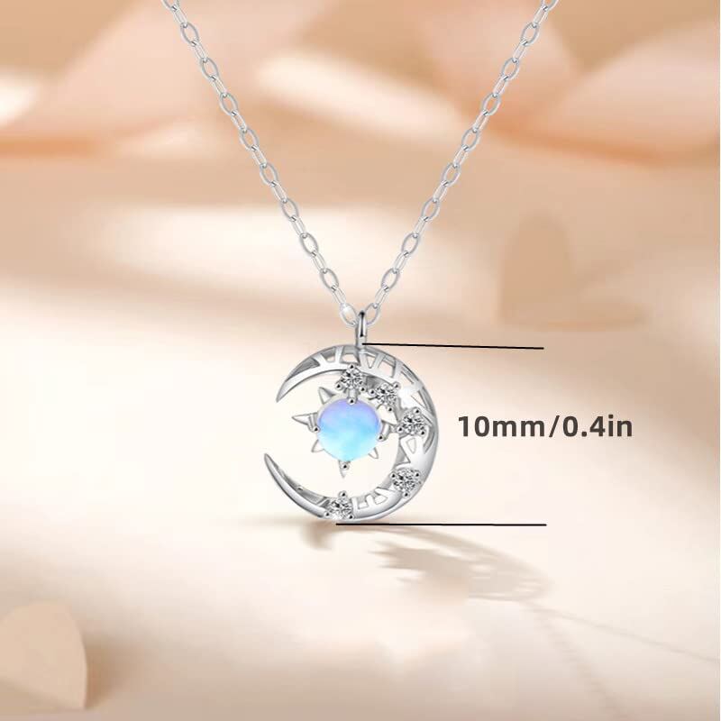 Sterling Silver Moonstone Moon Pendant Necklace