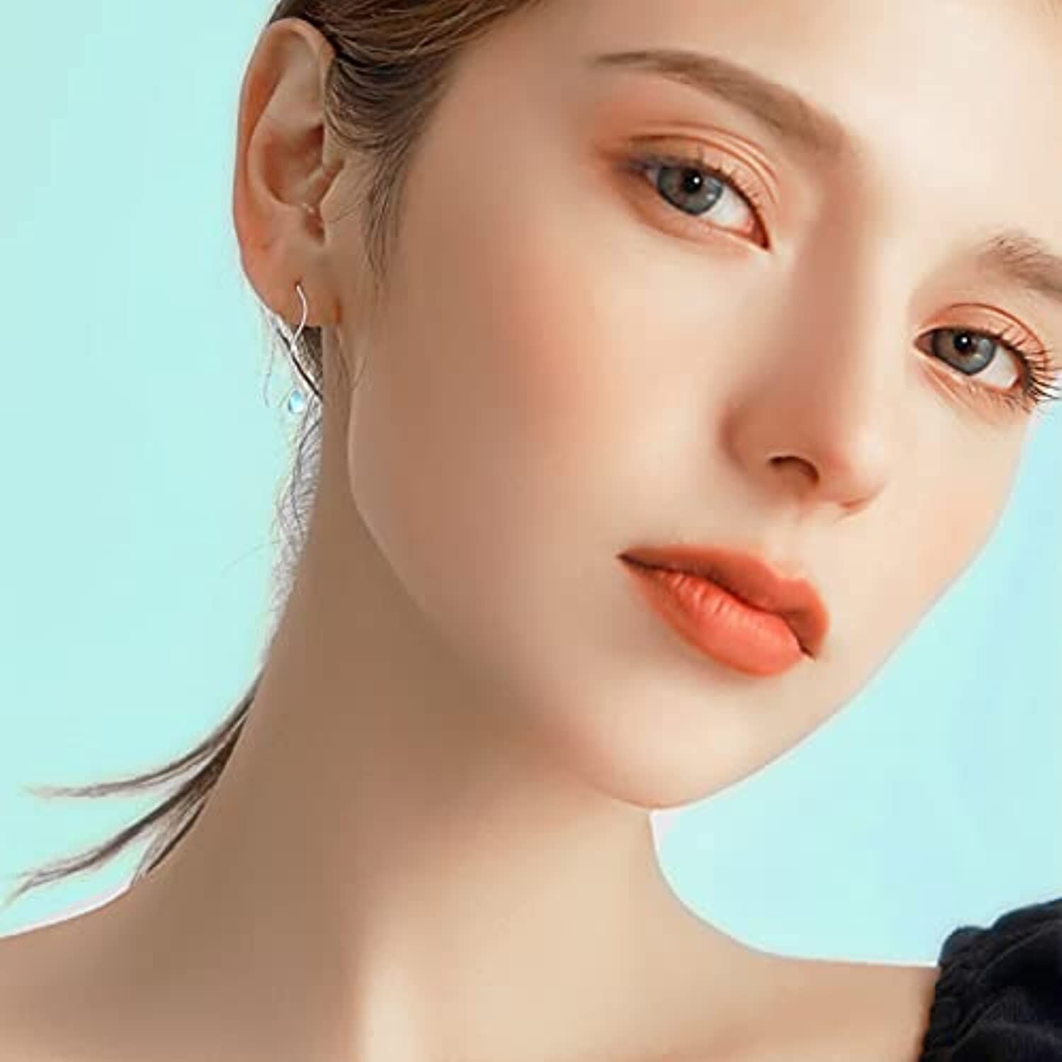 Sterling Silver Moonstone Drop Shape Drop Earrings