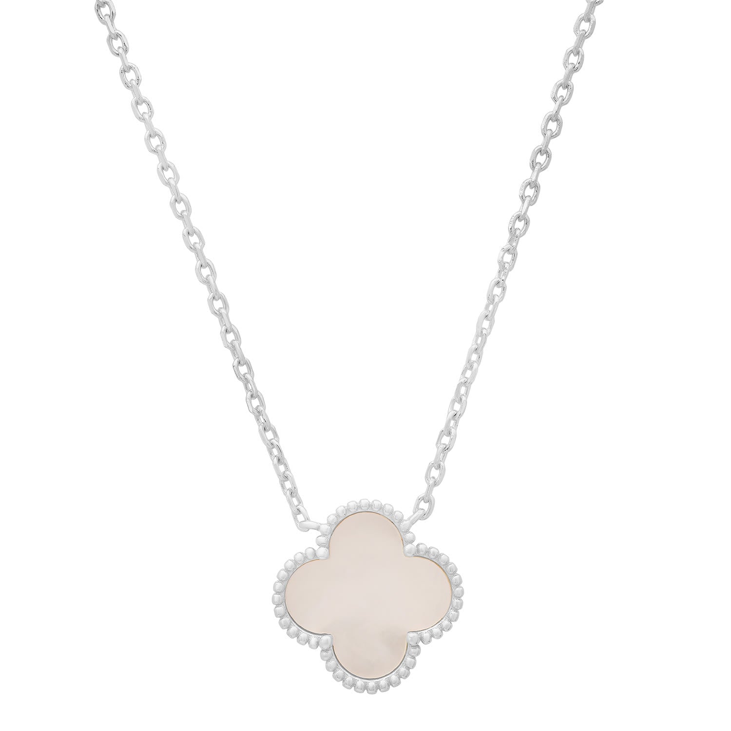 Sterling Silver Mother Of Pearl Clover Necklace