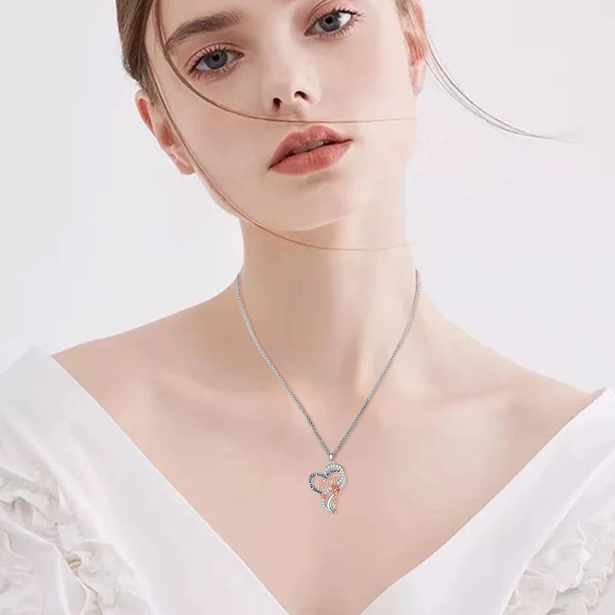Sterling Silver Mother Pendant Necklace with Engraved Word