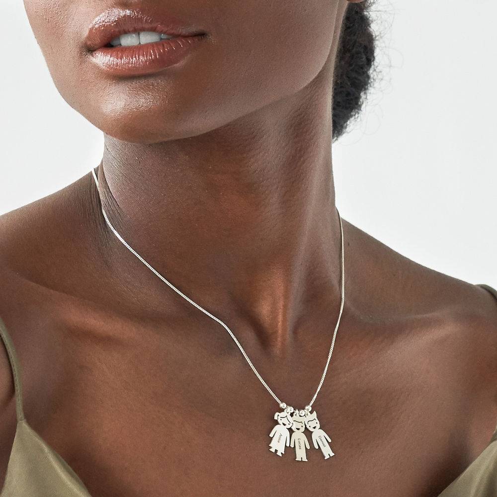 Gifts for Mom - Mother's Necklace with Children Charms in Silver