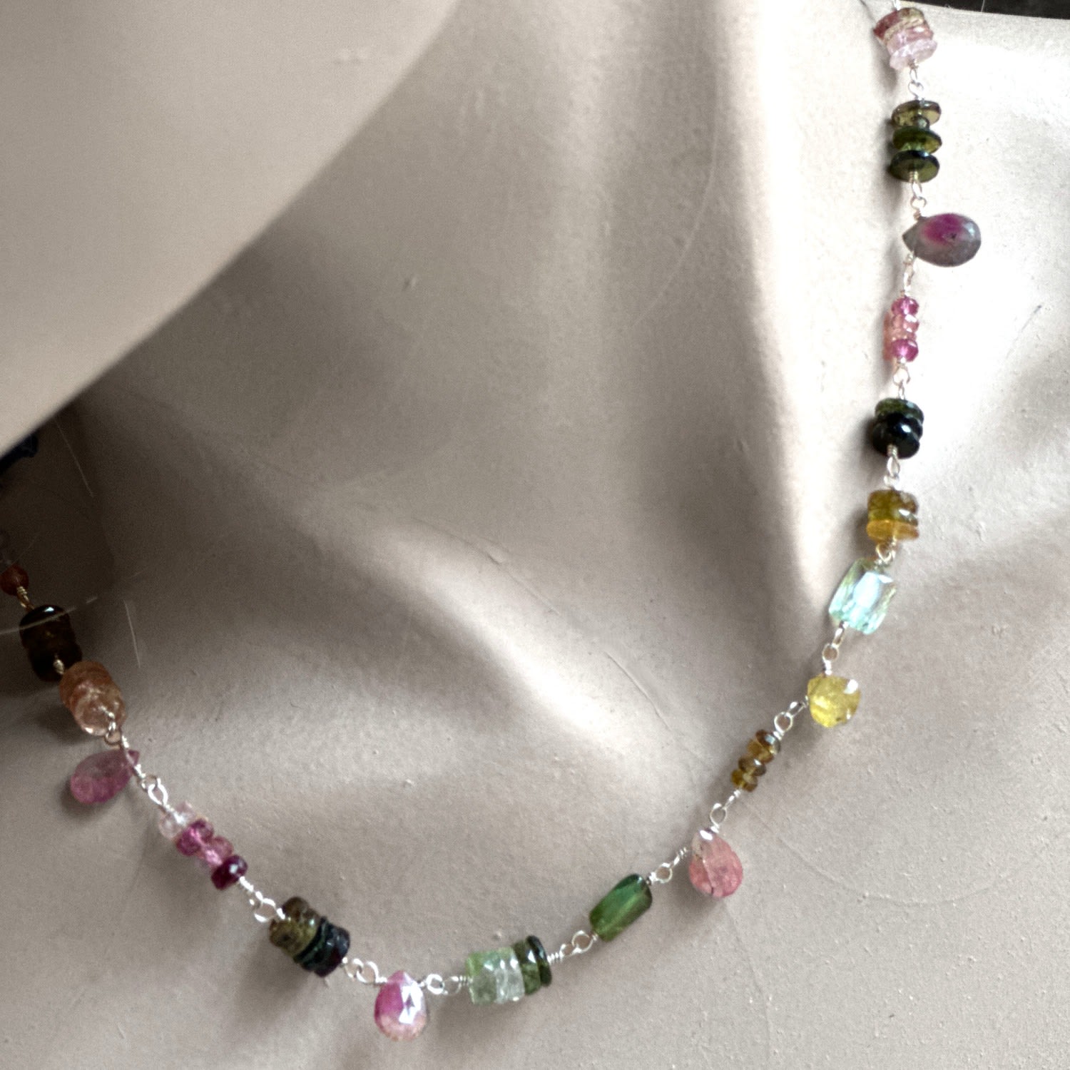 Sterling Silver Multi-Colored Tourmaline Necklace