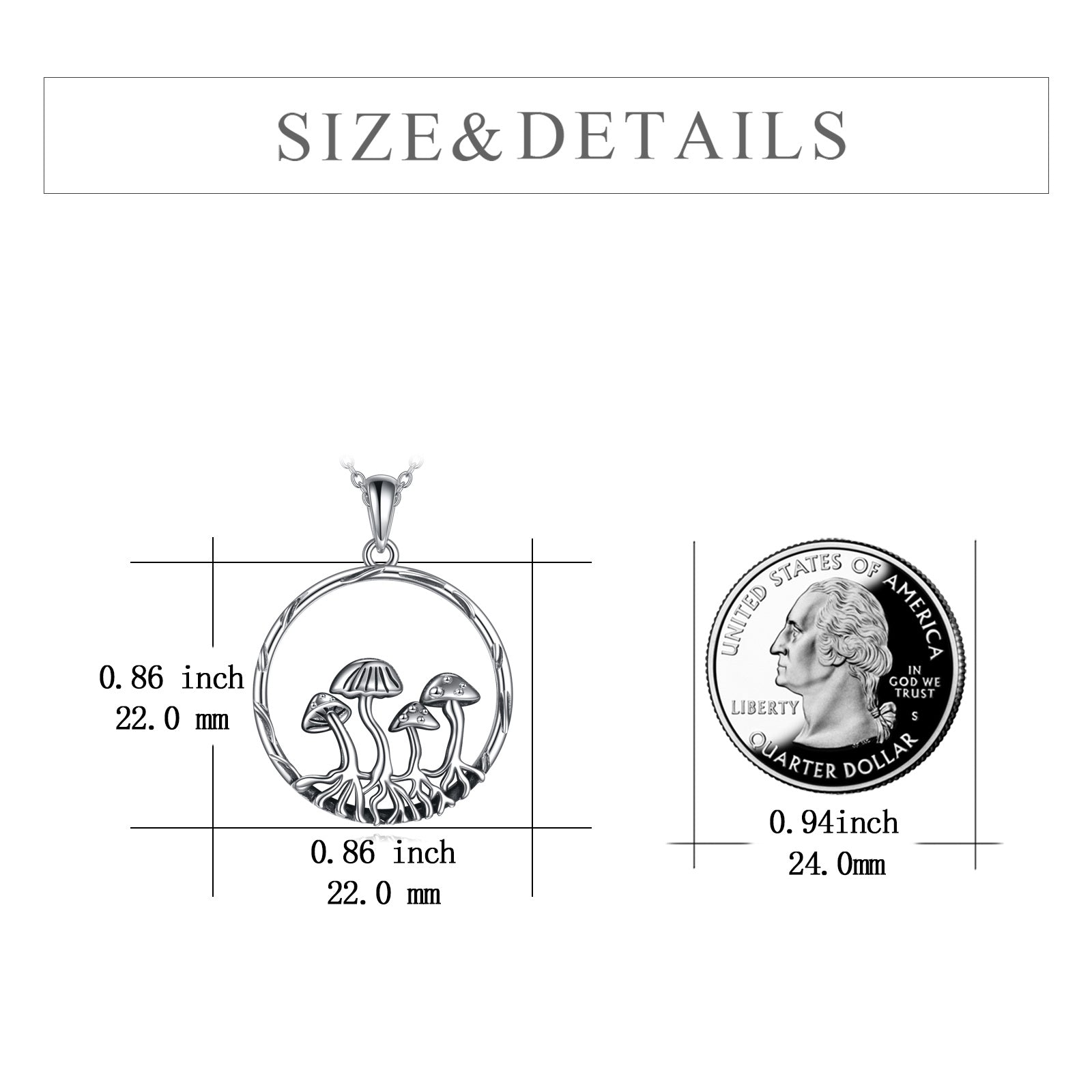 Sterling Silver Mushroom Pendant Necklace