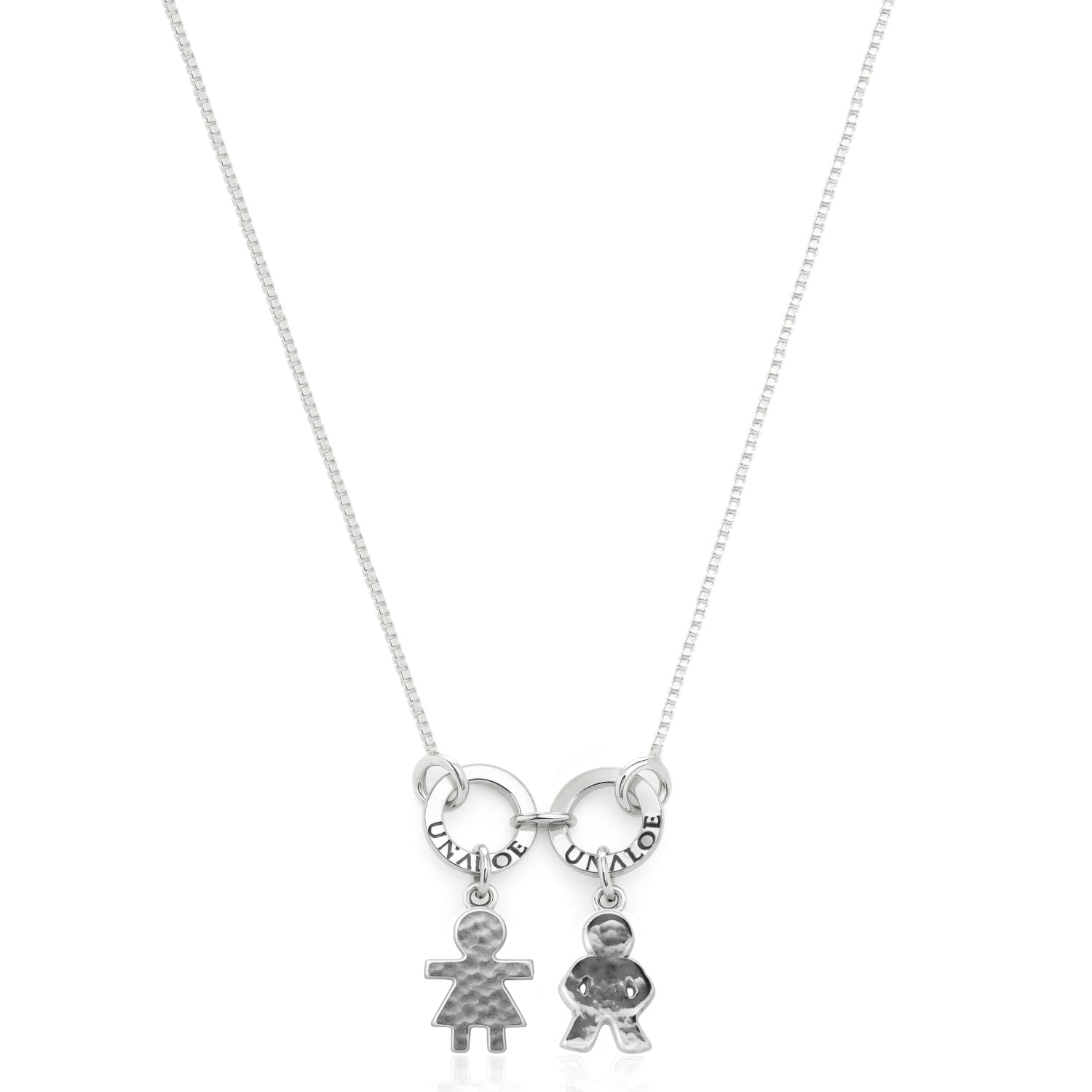 Sterling Silver Necklace With Boy And Girl Pendants - A Perfect Gift For Moms And Families