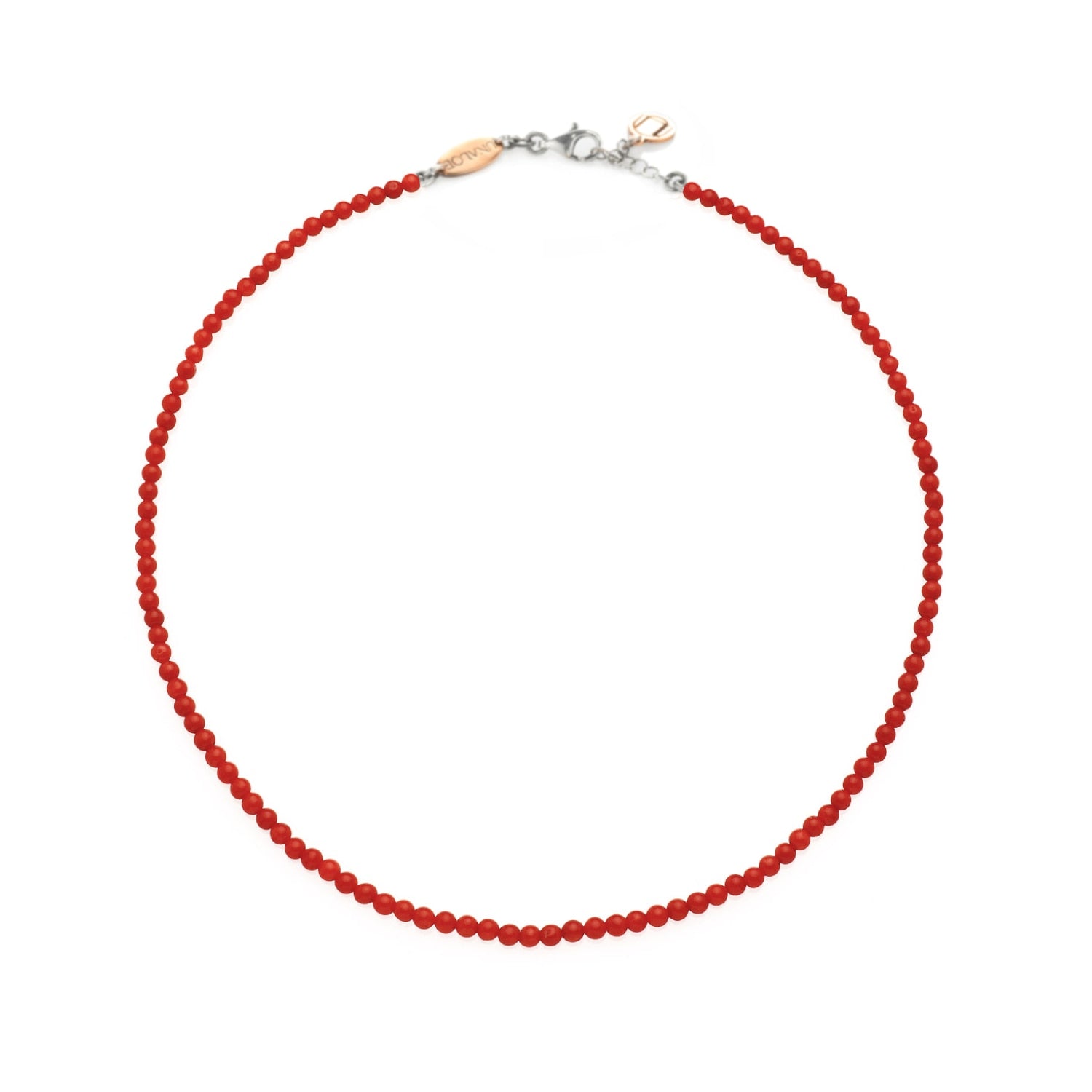 Sterling Silver Necklace With Natural Coral Discreet Elegance