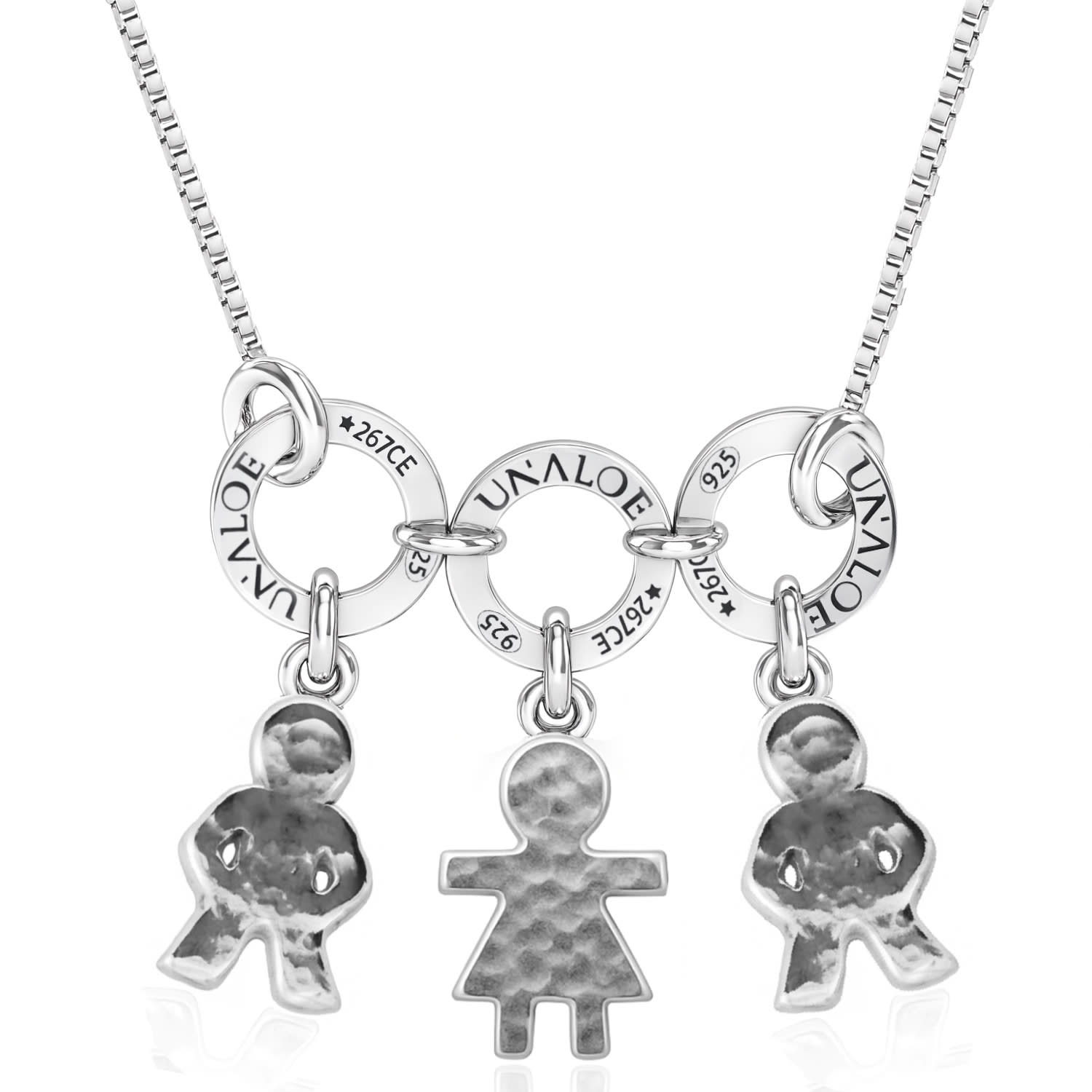 Sterling Silver Necklace With Three Baby Charms - Fashion Jewelry For Women