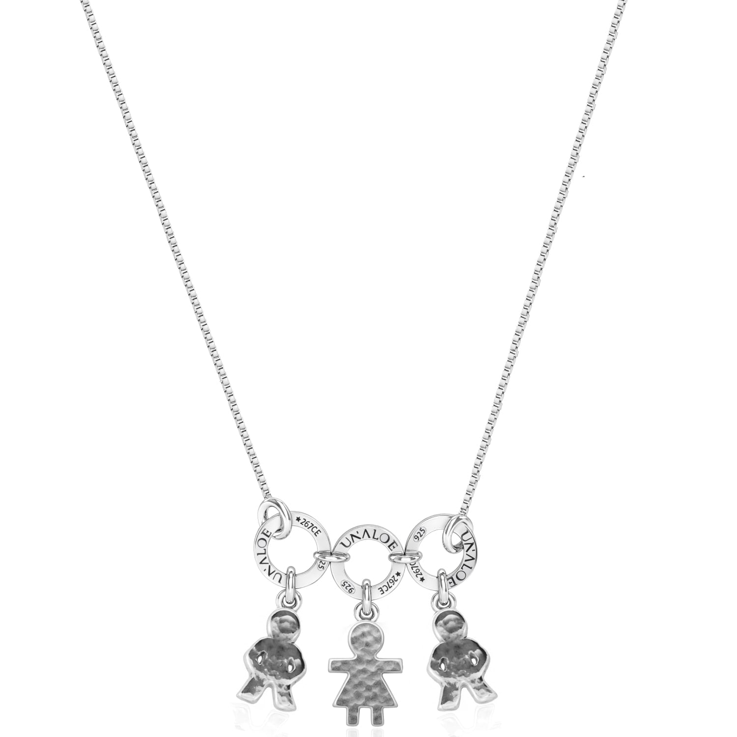 Sterling Silver Necklace With Three Baby Charms - Fashion Jewelry For Women