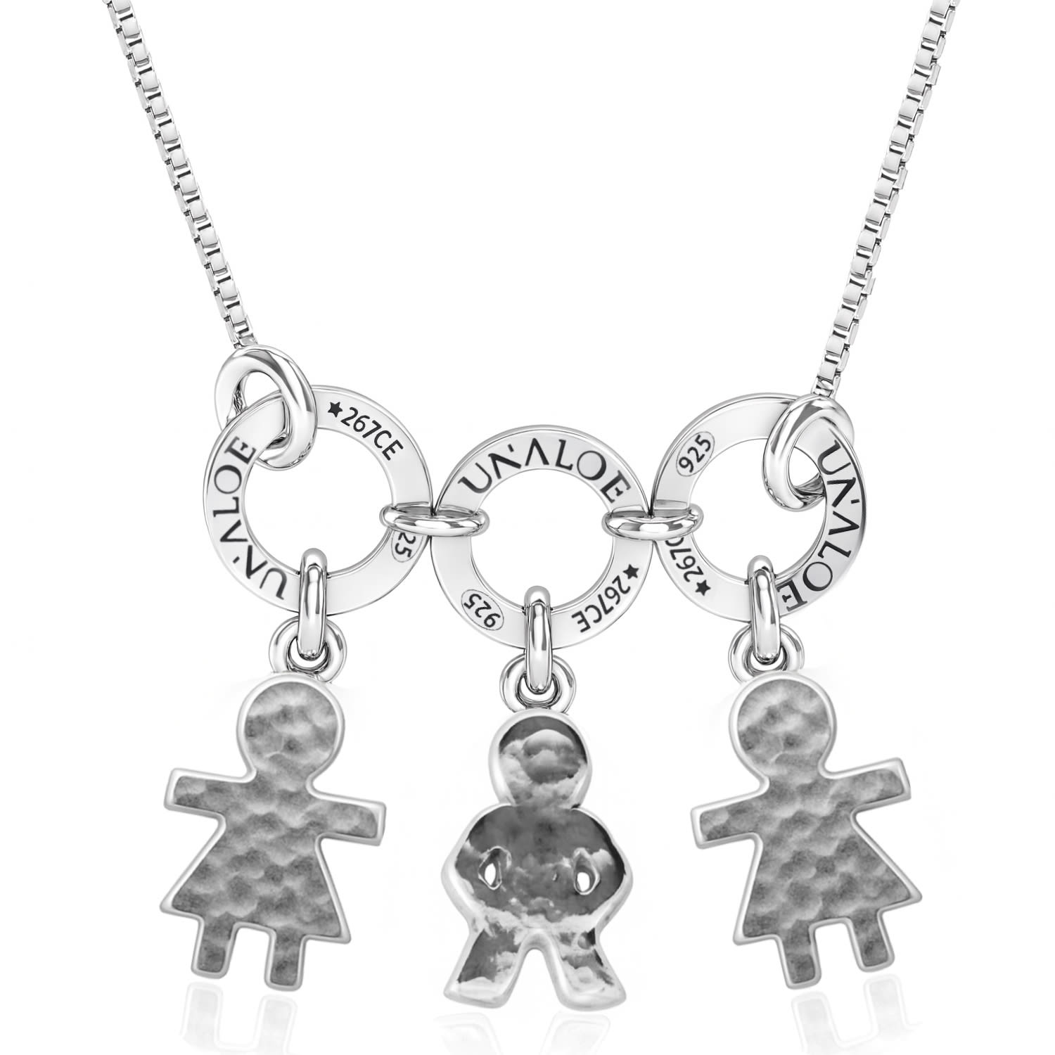Sterling Silver Necklace With Three Baby Charms – Romantic Artisanal Style – Jewellery For Women