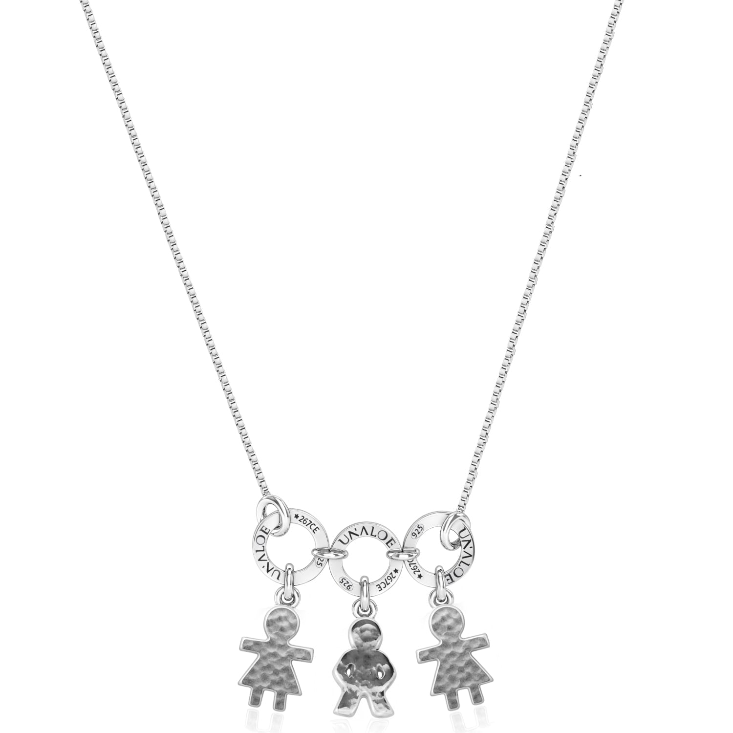 Sterling Silver Necklace With Three Baby Charms – Romantic Artisanal Style – Jewellery For Women