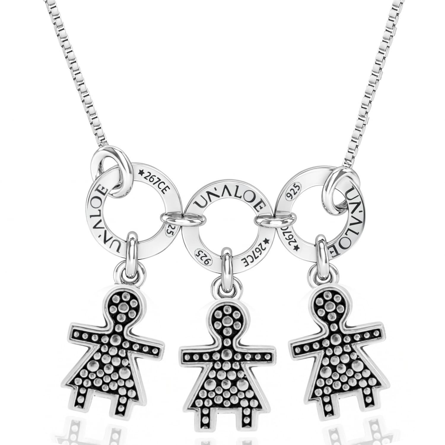 Sterling Silver Necklace With Three Baby Star Charms Representing Three Girls