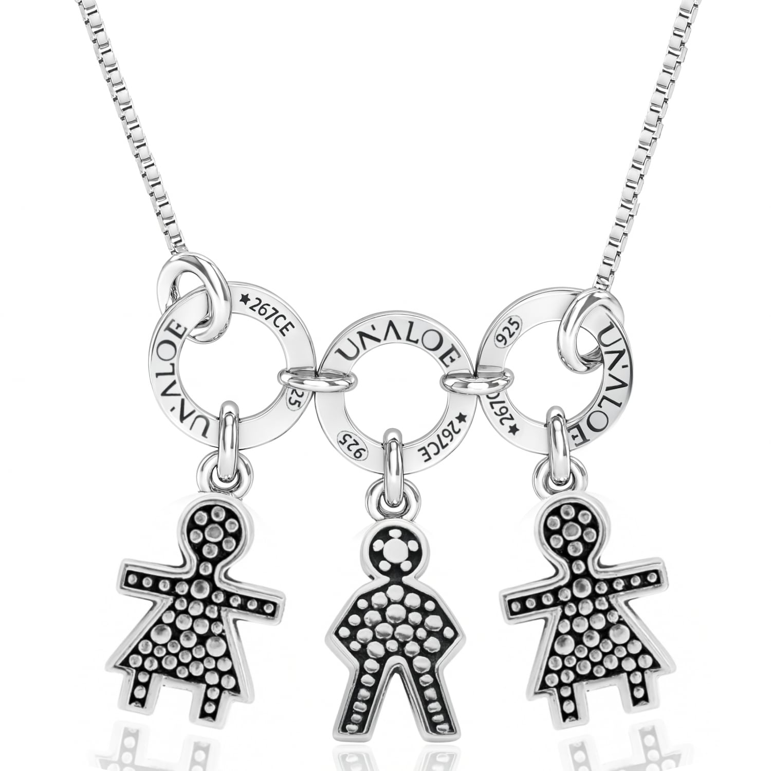 Sterling Silver Necklace With Three Baby Star Charms Representing Two Girls And One Boy