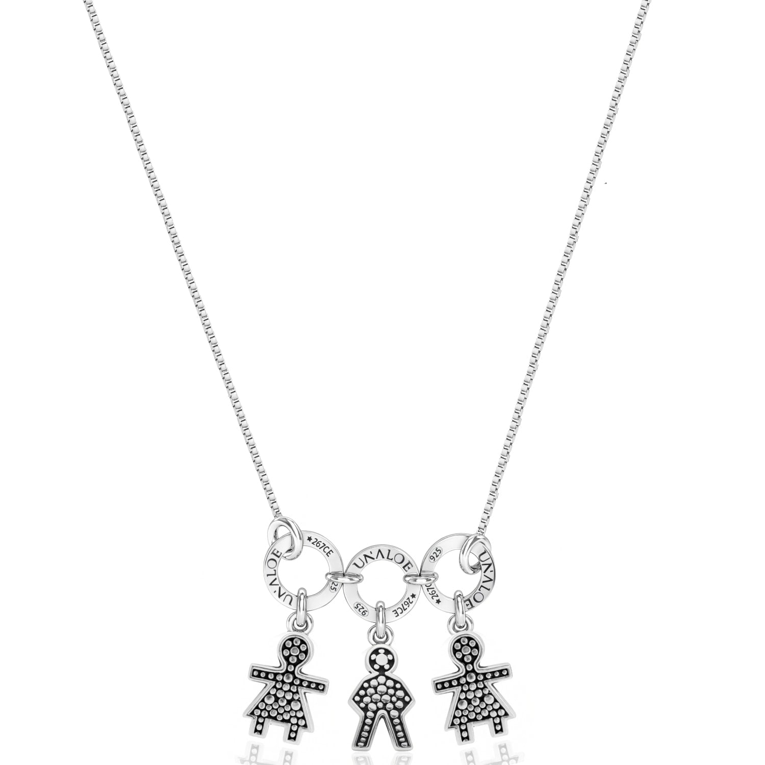 Sterling Silver Necklace With Three Baby Star Charms Representing Two Girls And One Boy