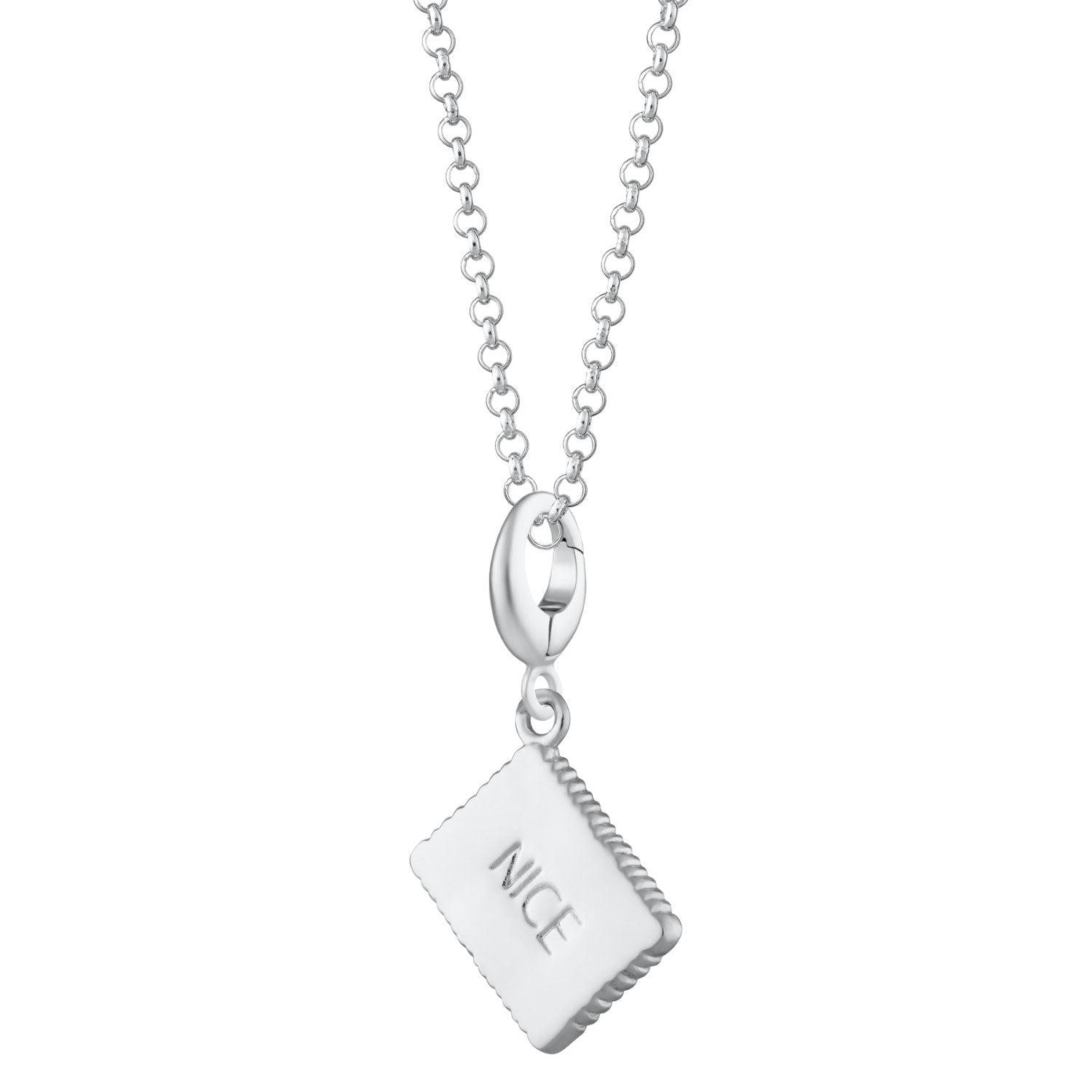 Sterling Silver Nice Biscuit Charm Necklace