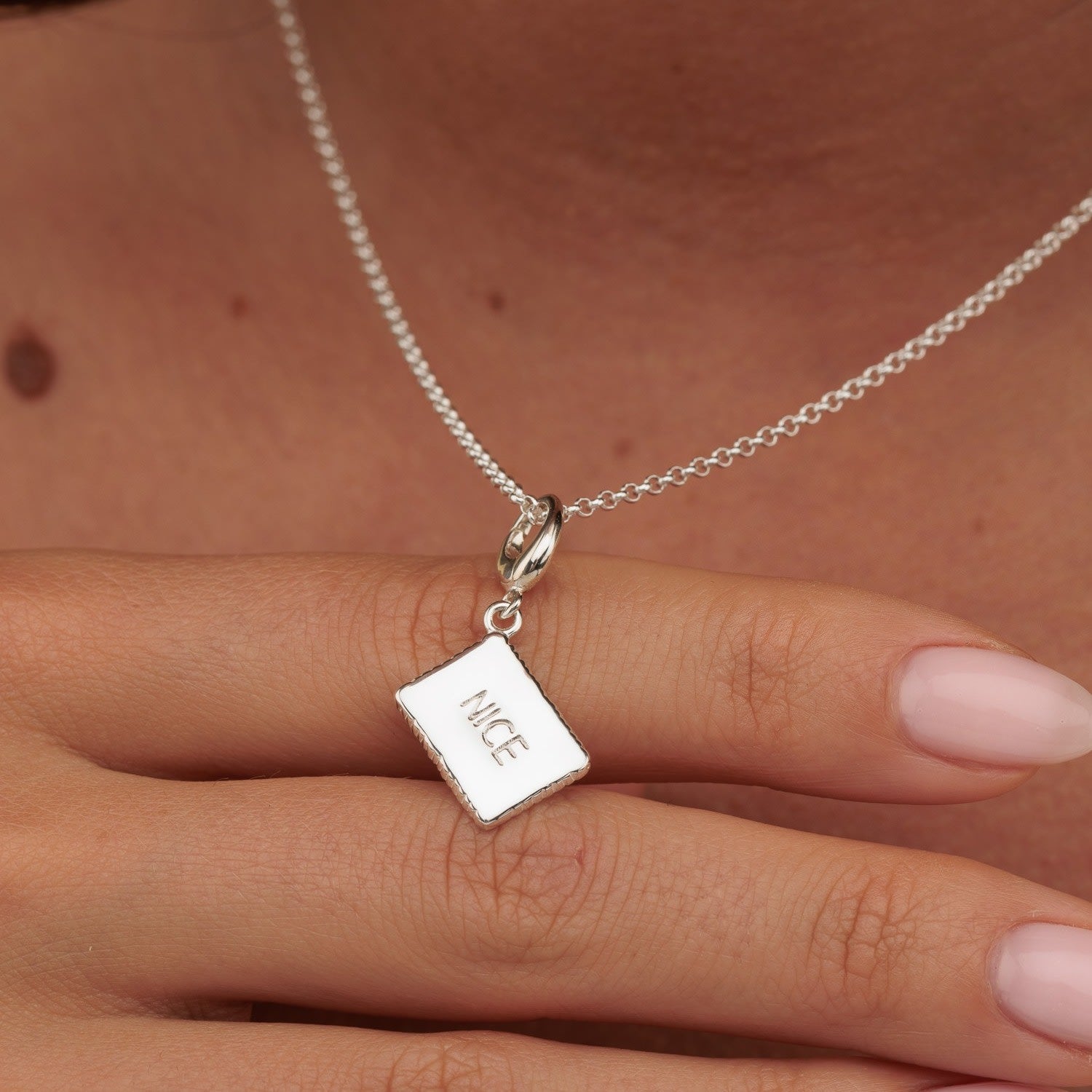 Sterling Silver Nice Biscuit Charm Necklace