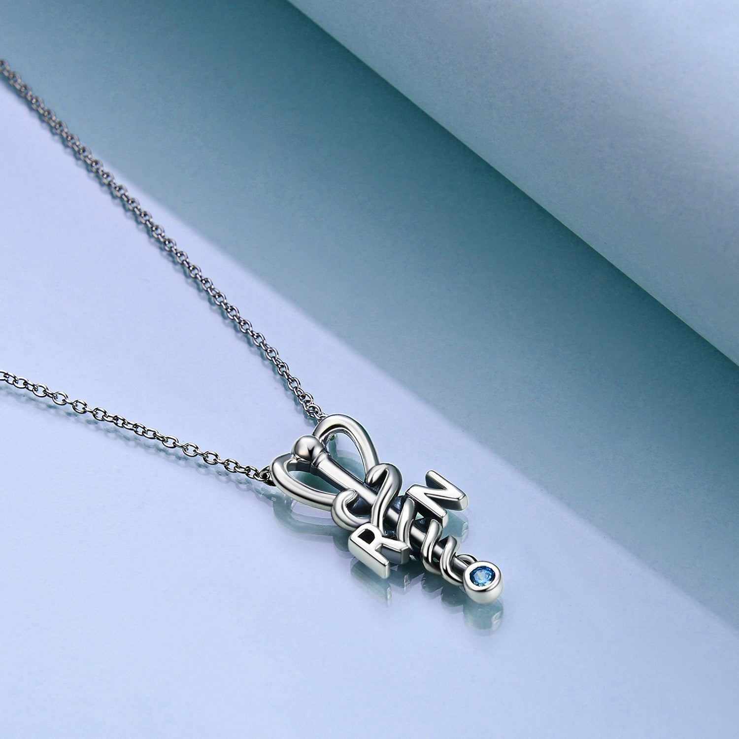 Sterling Silver Cubic Zirconia Snake Heart Stethoscope Necklace for Women Men