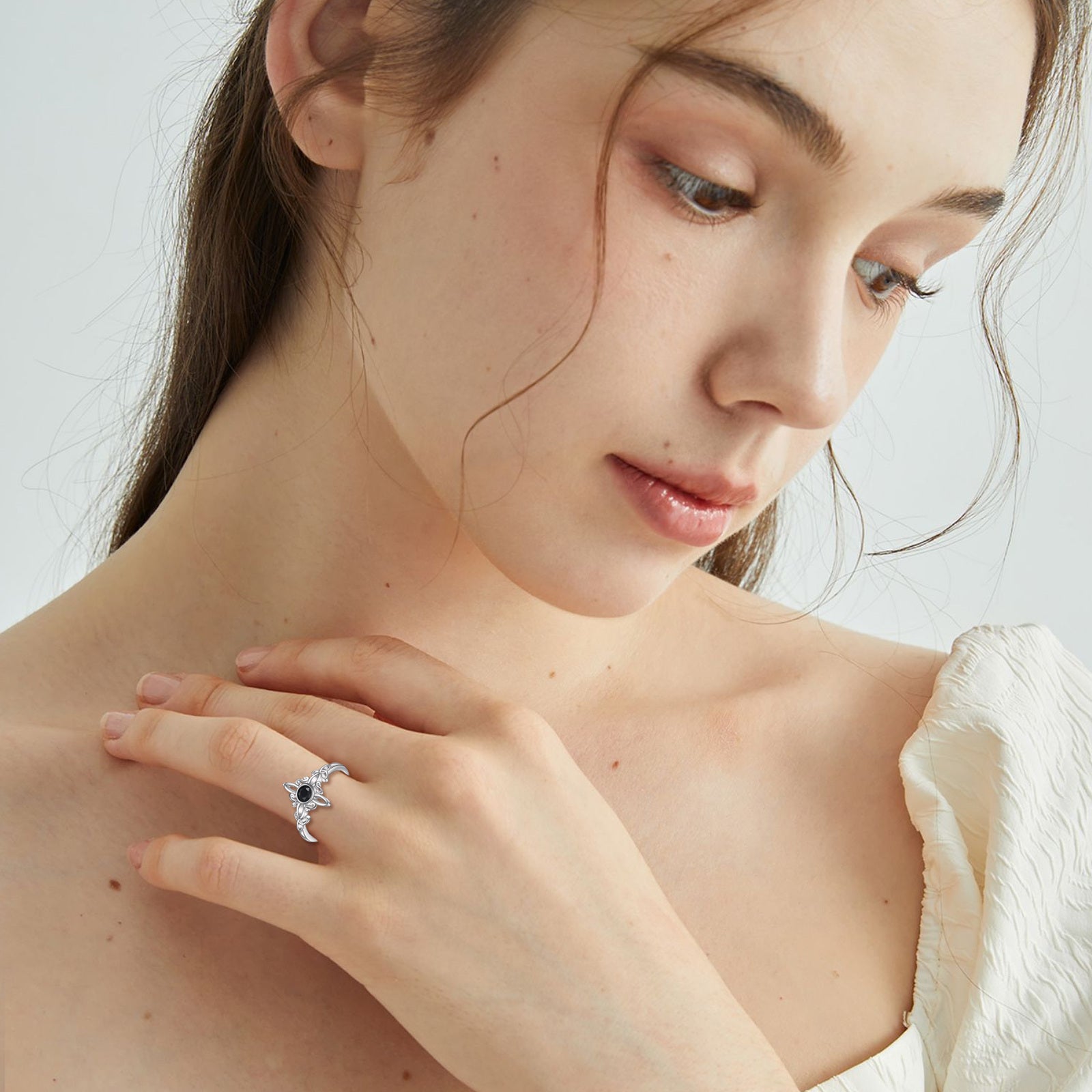 Sterling Silver Obsidian Celtic Knot Ring