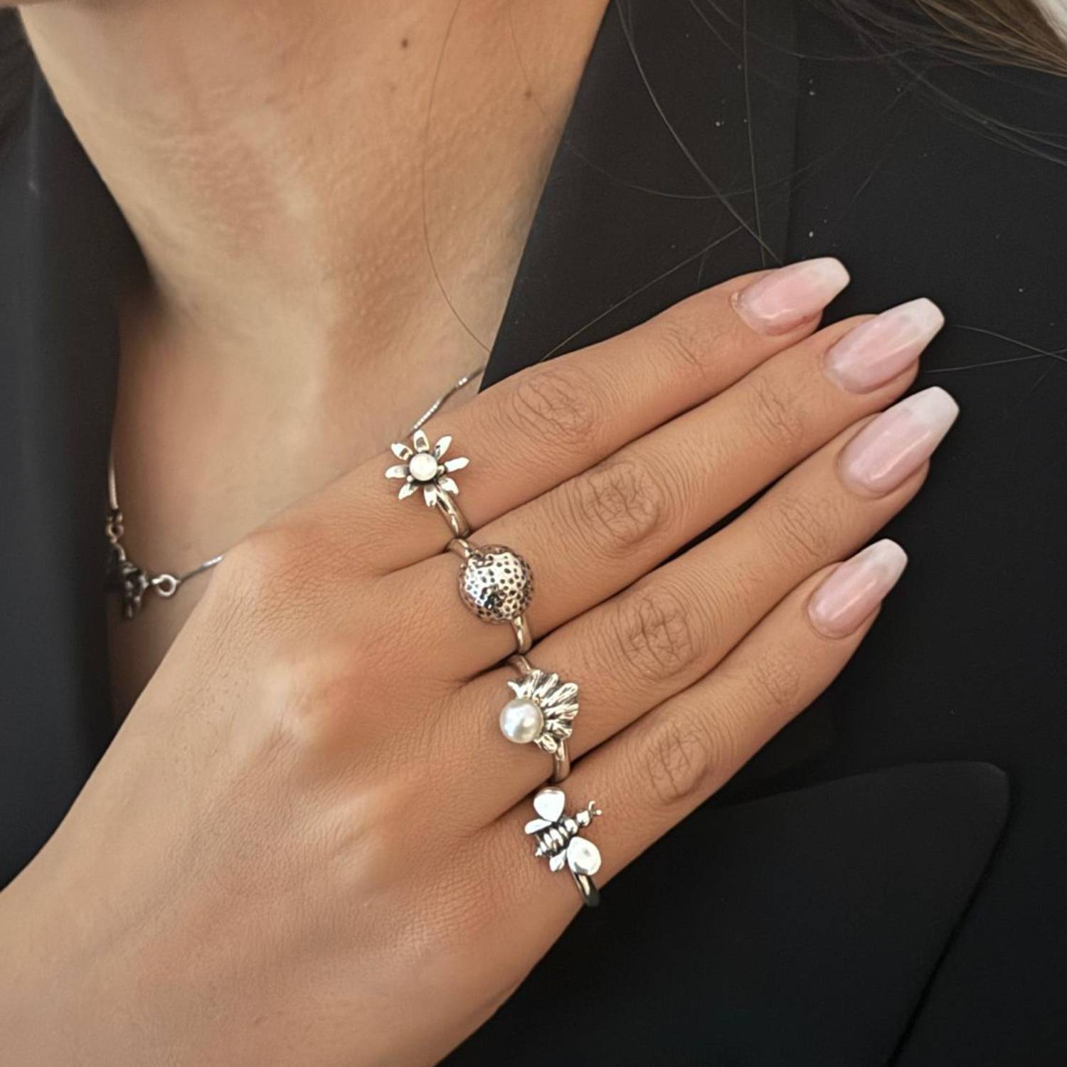 Sterling Silver Bee Ring – Nature-Inspired And Adjustable - Unaloe Handmade Ring For Women