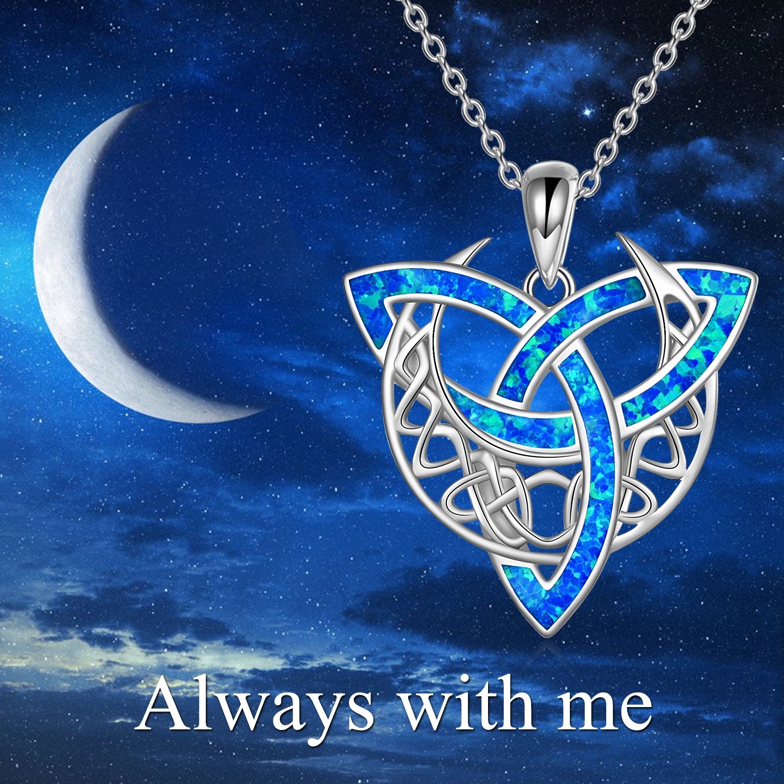 Sterling Silver Opal Celtic Knot Pendant Necklace