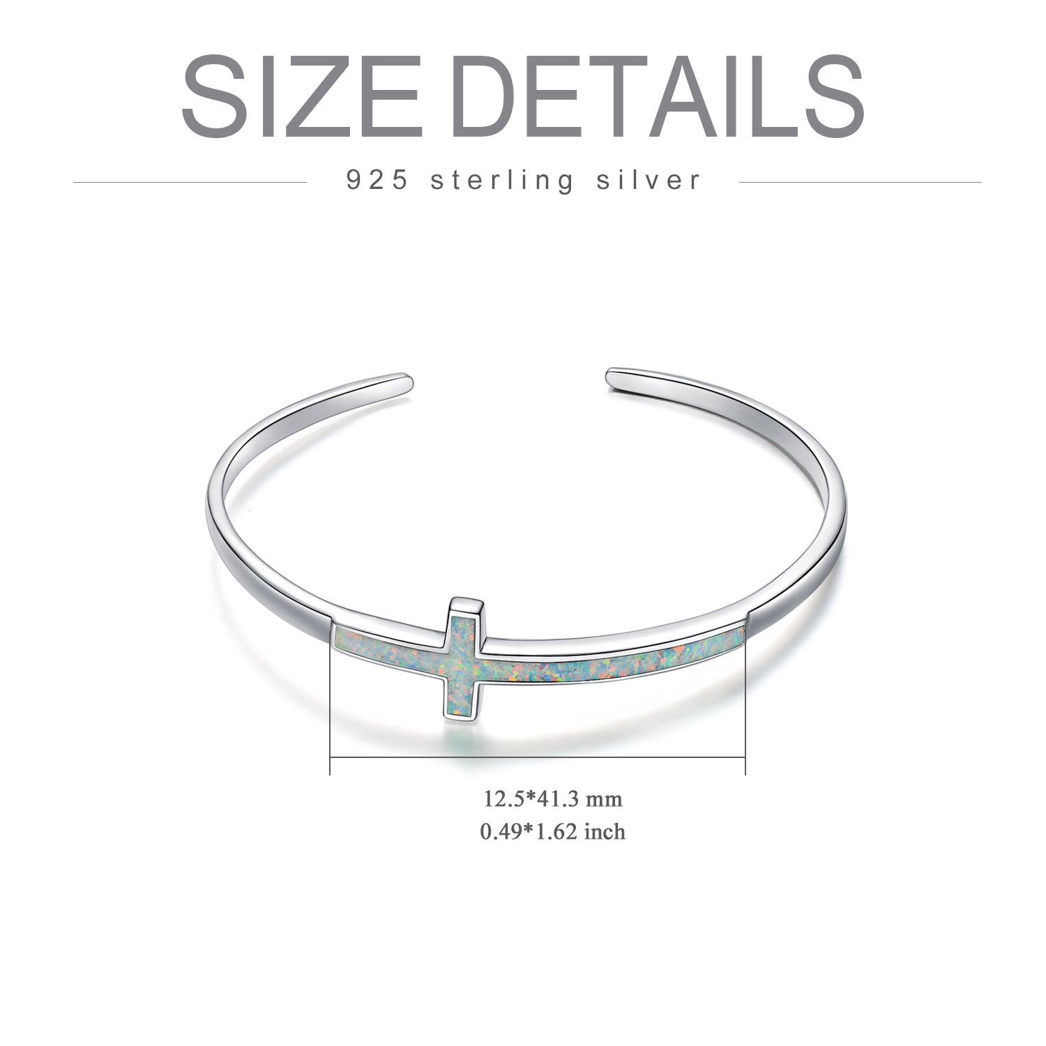 Sterling Silver Opal Cross Plain Bangle