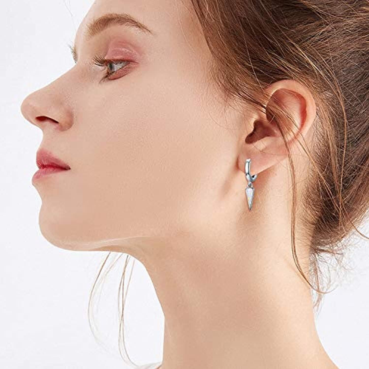 Sterling Silver Opal Drop Earrings For Women