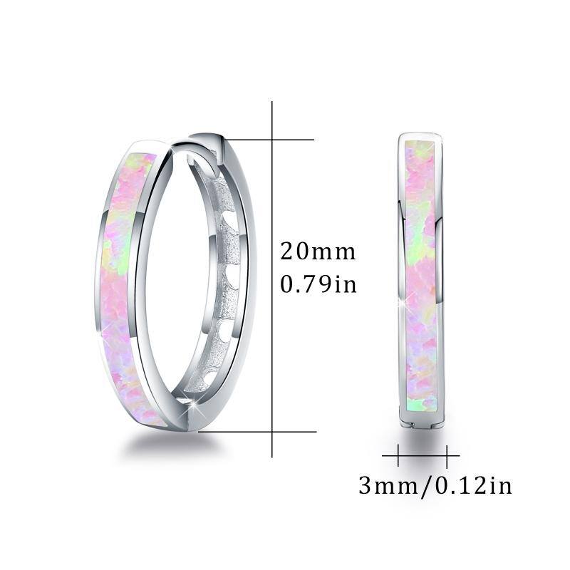 Sterling Silver Opal Hoop Earrings