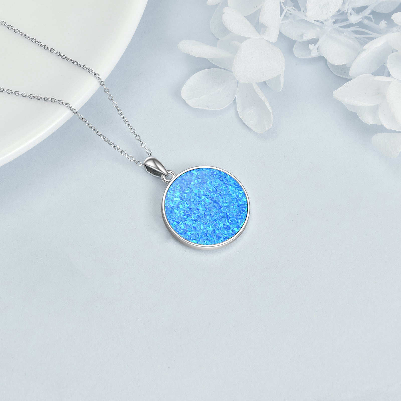 Sterling Silver Opal Sea Turtle & Starfish Pendant Necklace