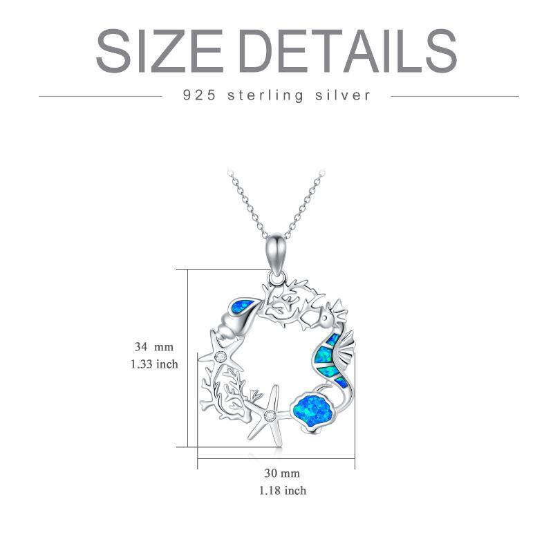 Sterling Silver Opal Starfish Pendant Necklace