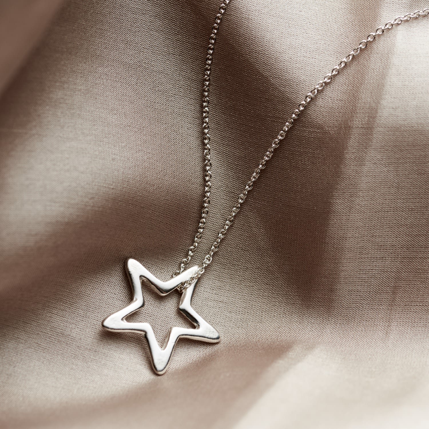 Sterling Silver Open Star Necklace