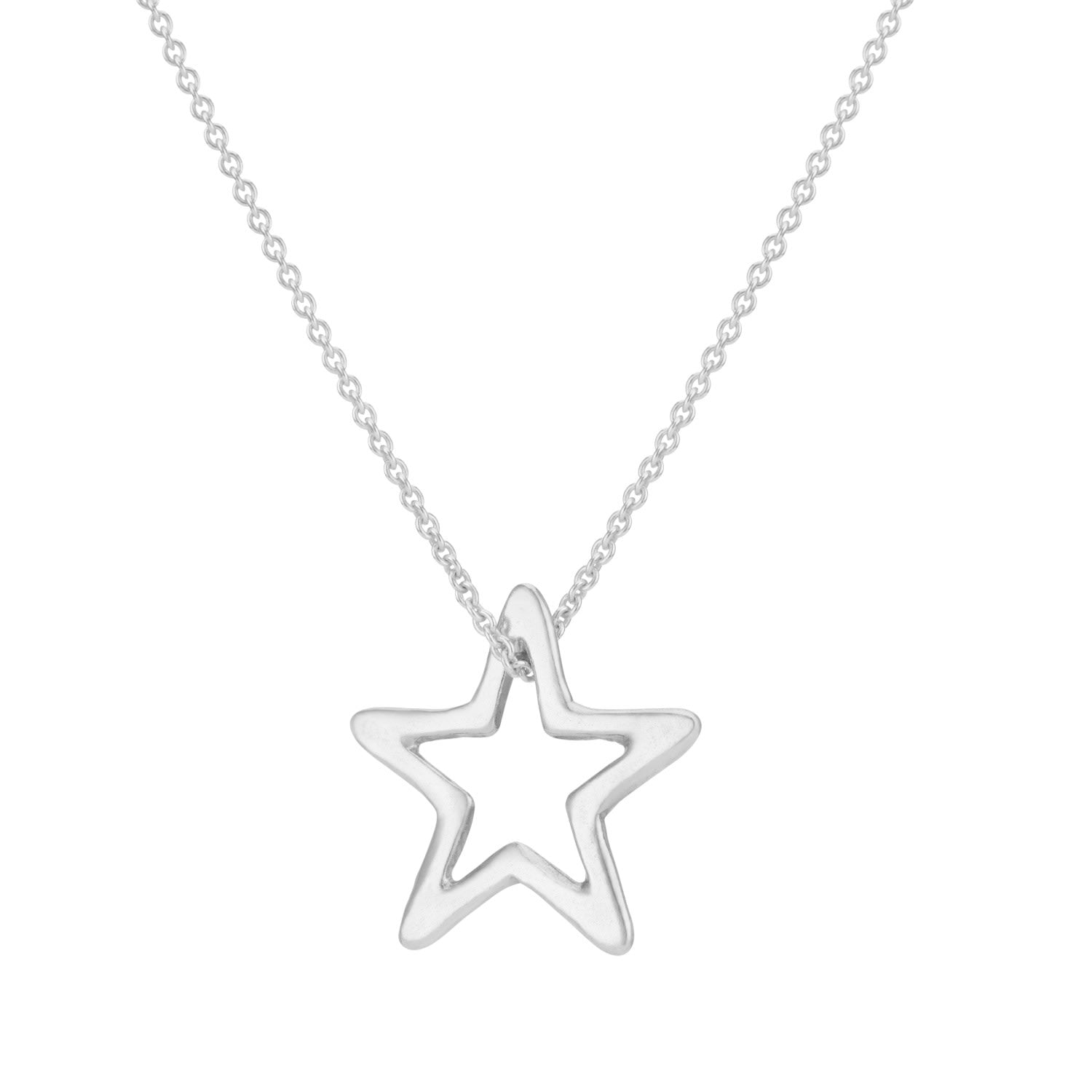Sterling Silver Open Star Necklace