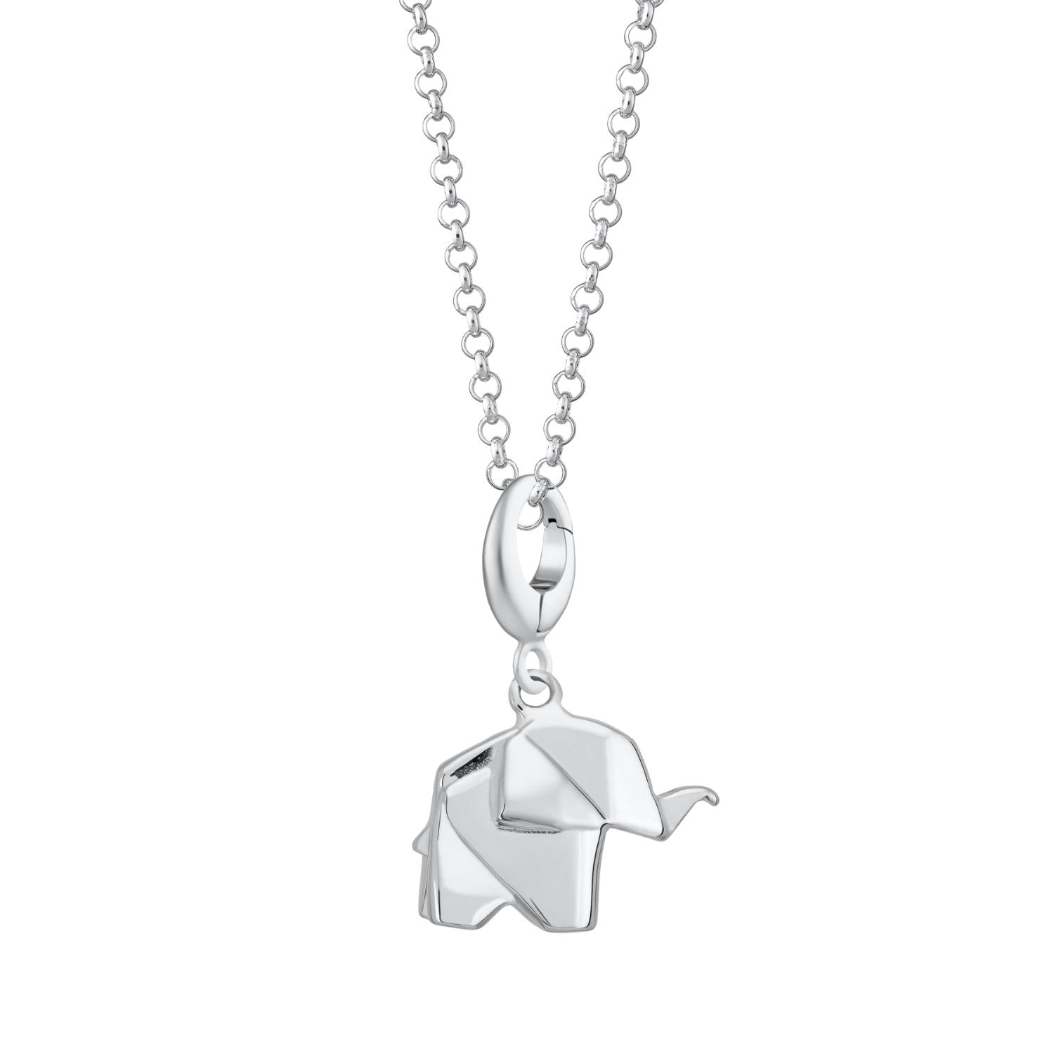Sterling Silver Origami Elephant Charm Necklace