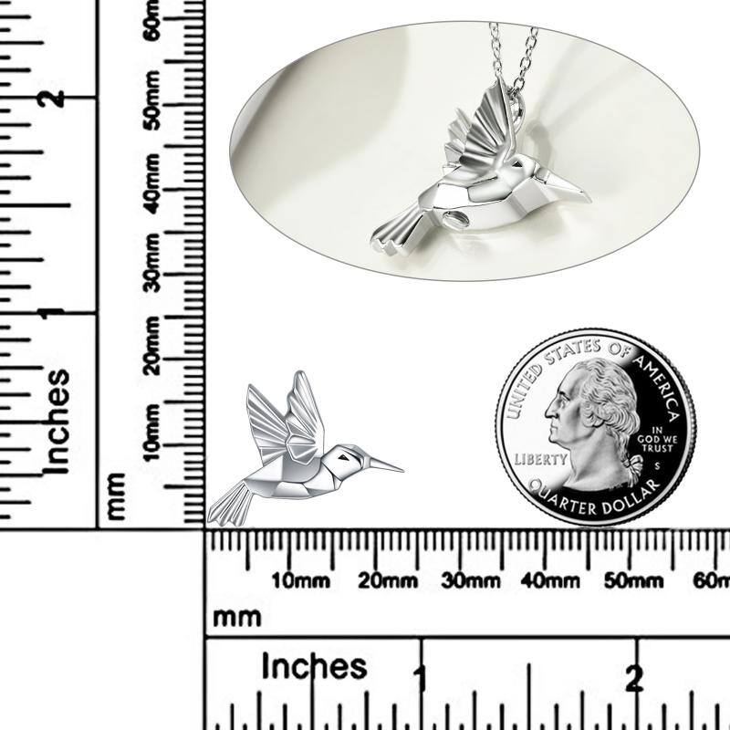 Sterling Silver Origami Hummingbird Urn Necklace for Ashes