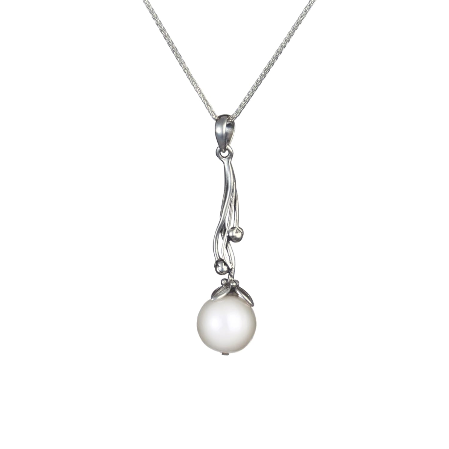 Sterling Silver Ornate Pearl Pendant