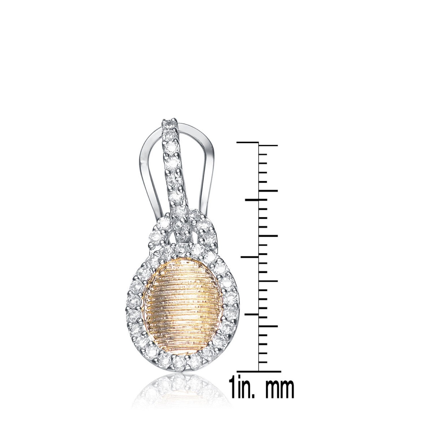 Sterling Silver Oval Gold Color Plating White Cubic Zirconia Earrings