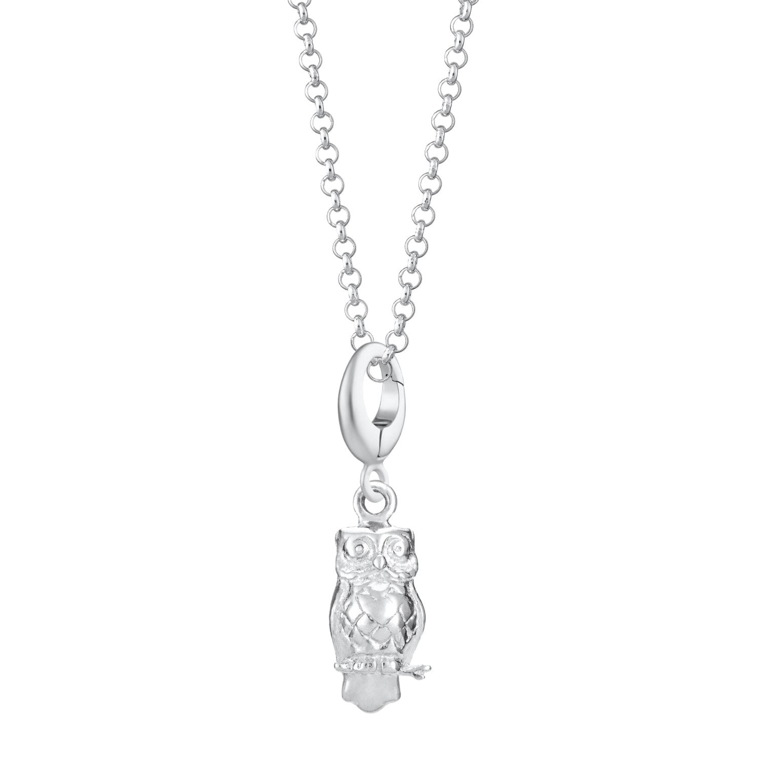 Sterling Silver Owl Charm Necklace