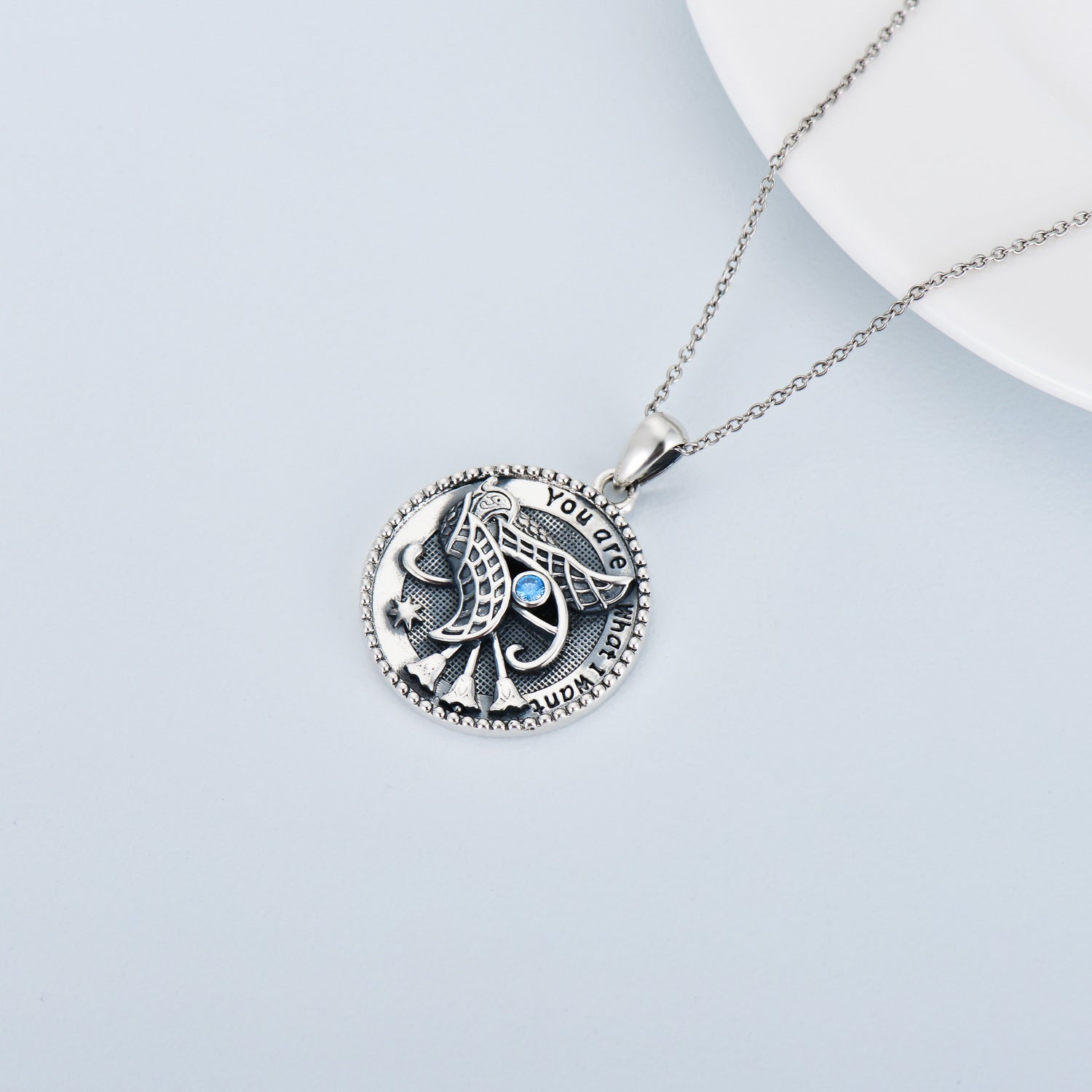 Sterling Silver Cubic Zirconia Owl Pendant Necklace with Engraved Word
