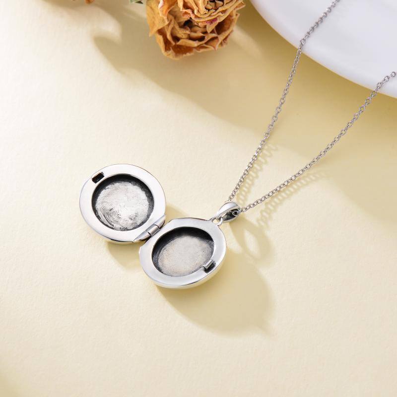 Sterling Silver Oxidized Tree Of Life Mom & Baby Personalized Photo Pendant Necklace