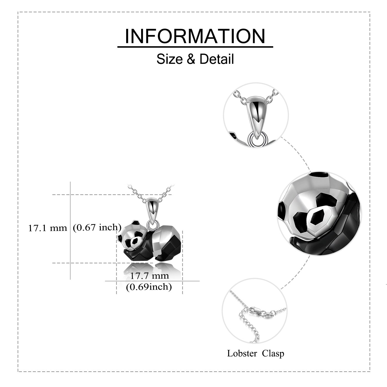 Sterling Silver Panda Urn Necklace for Ashes