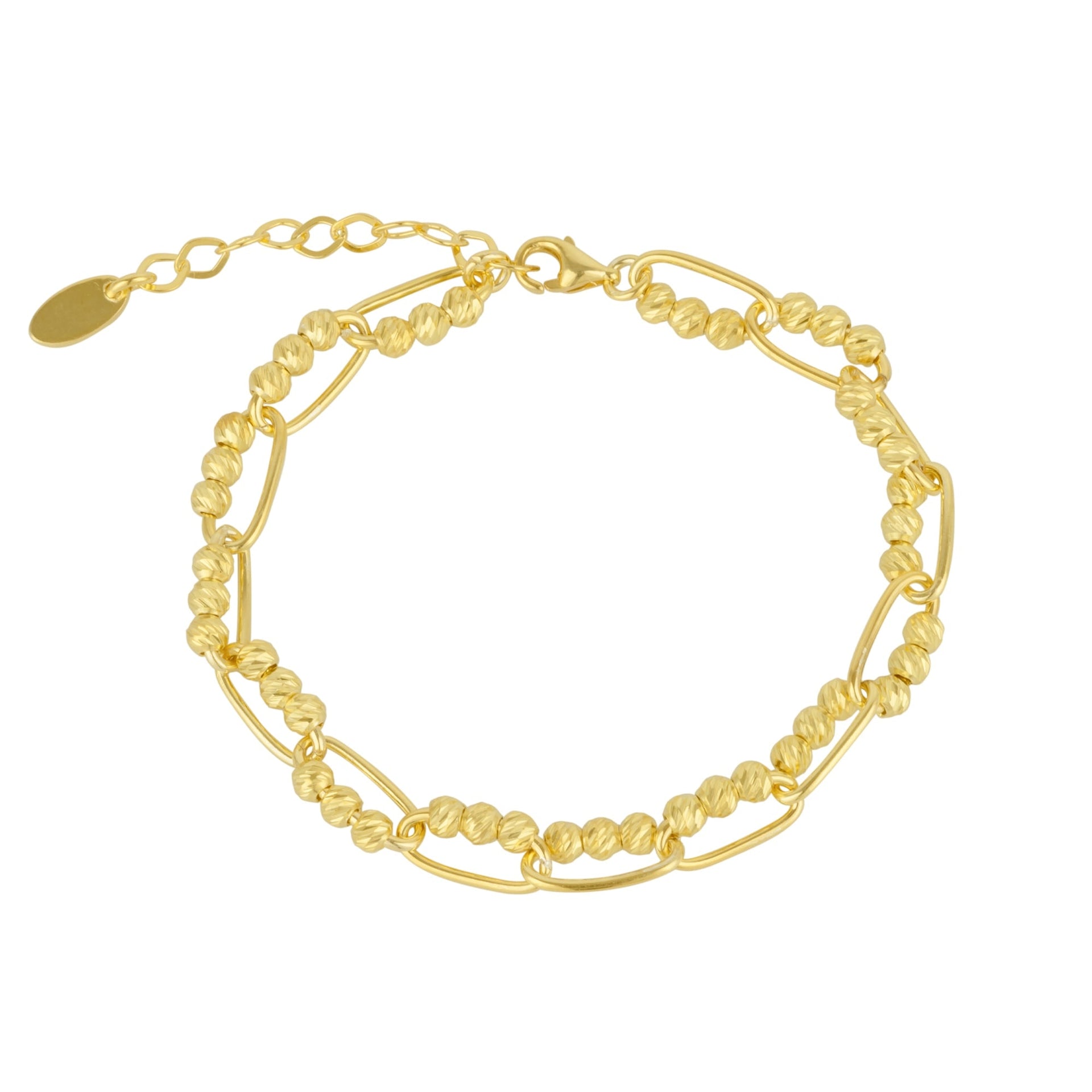 Sterling Silver Paperclip & Beaded Twisted Chain Bracelet