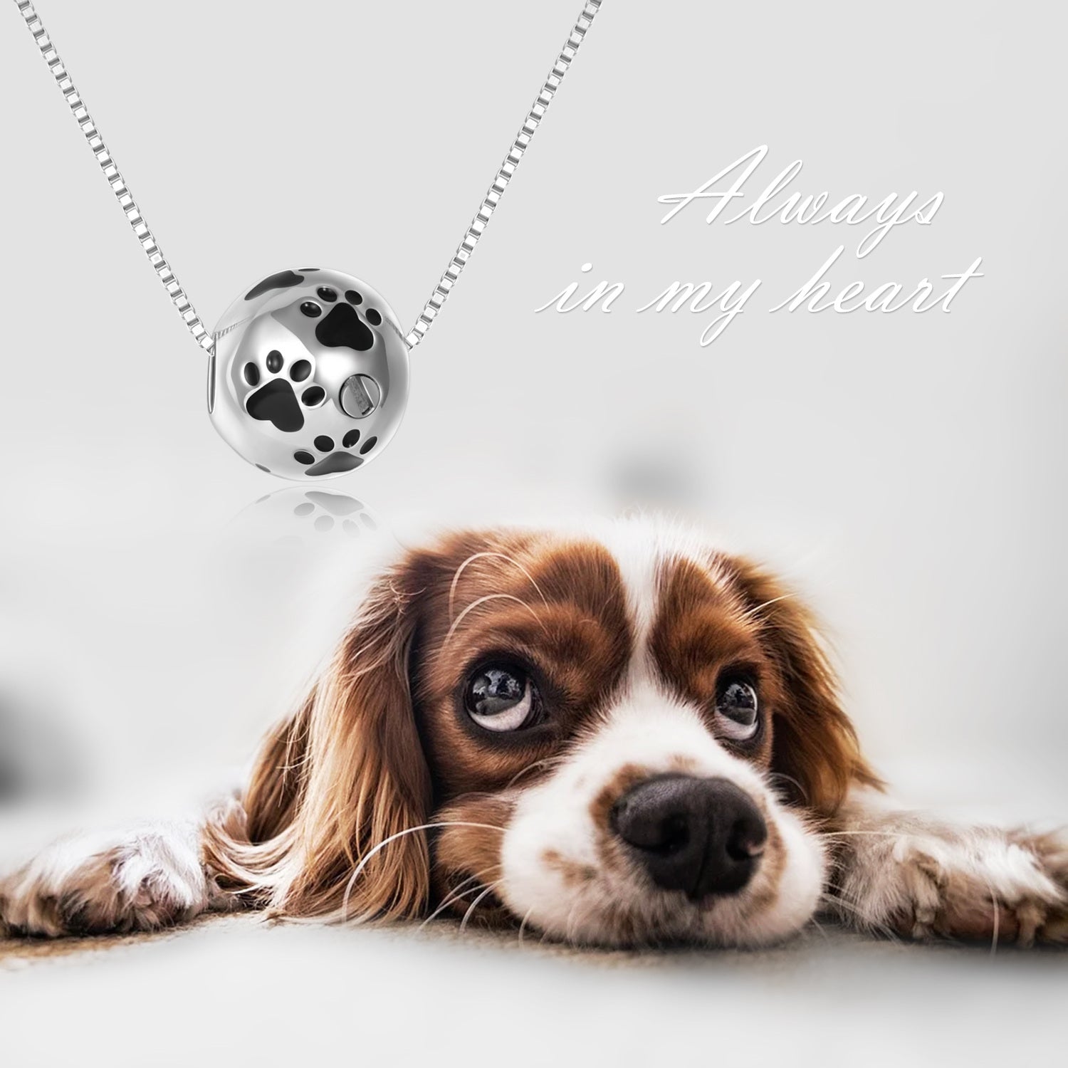 Sterling Silver Paw & Ball Urn Necklace for Ashes