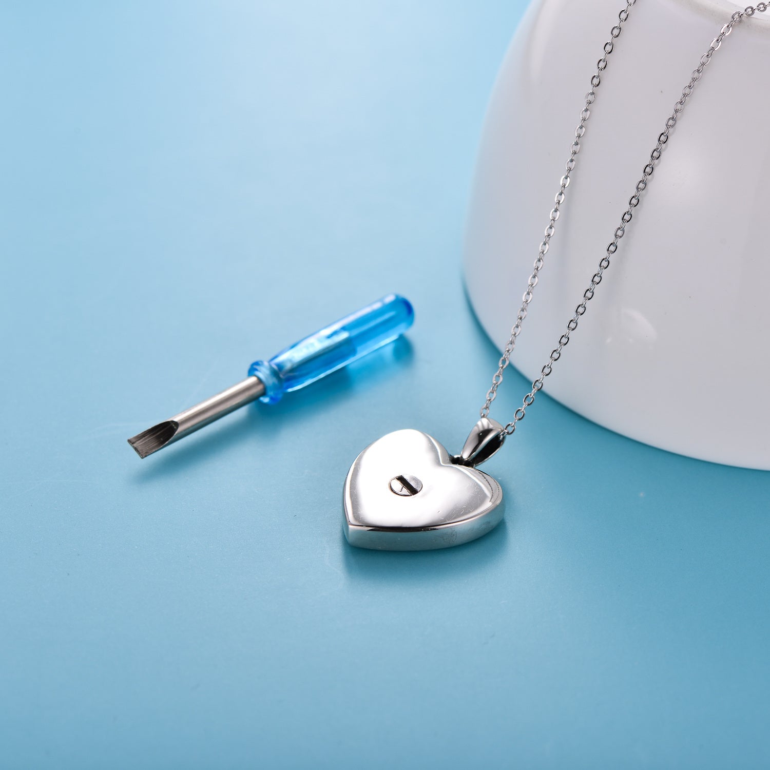 Sterling Silver Cubic Zirconia Paw Urn Necklace for Ashes with Engraved Word