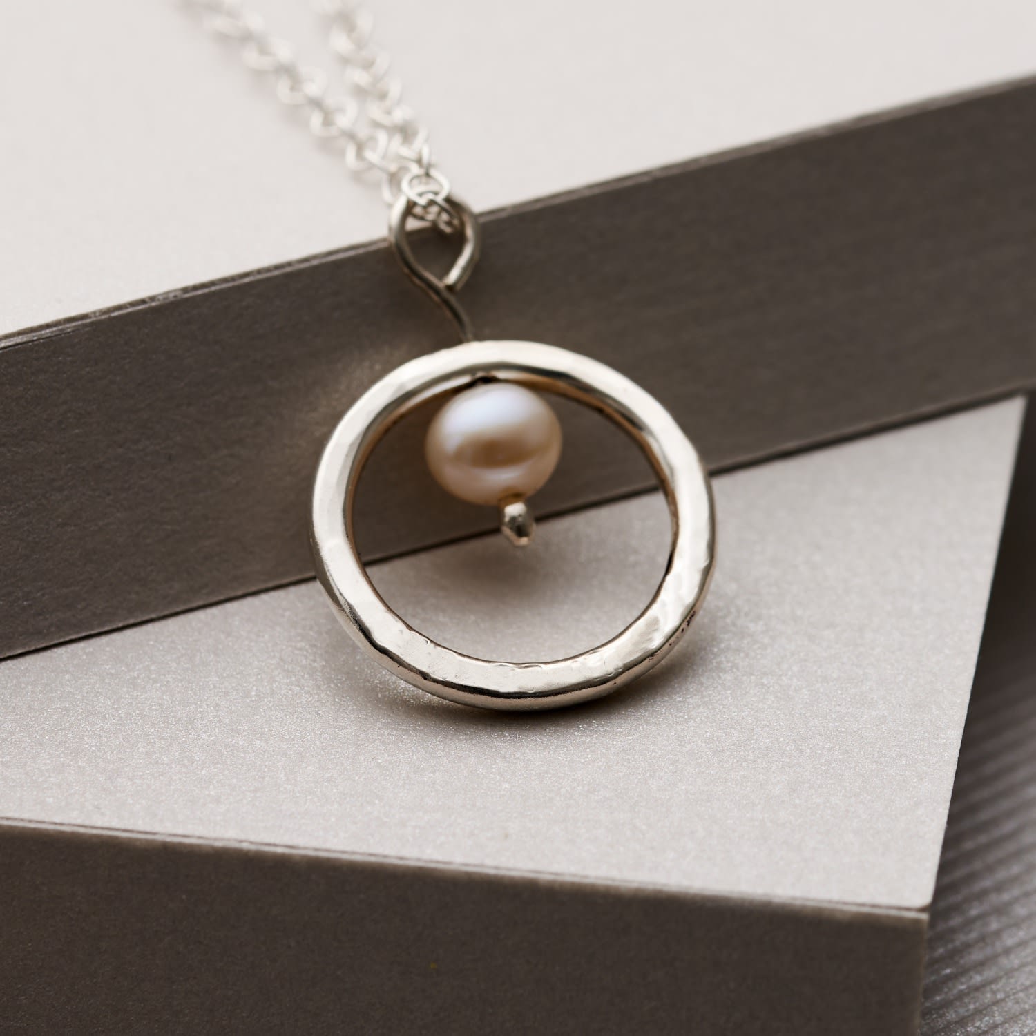 Sterling Silver Pearl And Circle Necklace
