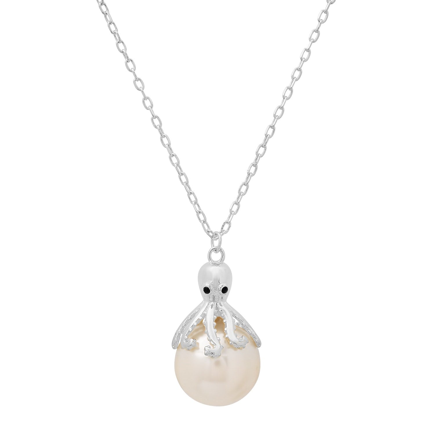 Sterling Silver Pearl Octopus Pendant Necklace
